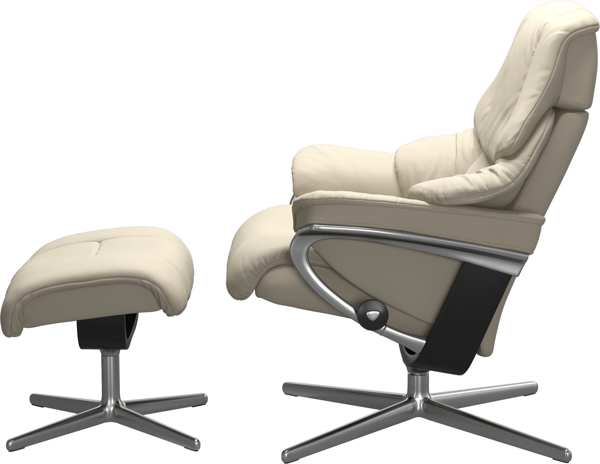 Stressless® Relaxsessel »Reno« Set, Relaxsessel mit Hocker,  mit Hocker, mit Cross Base, Größe S, M & L, Holzakzent Schwarz