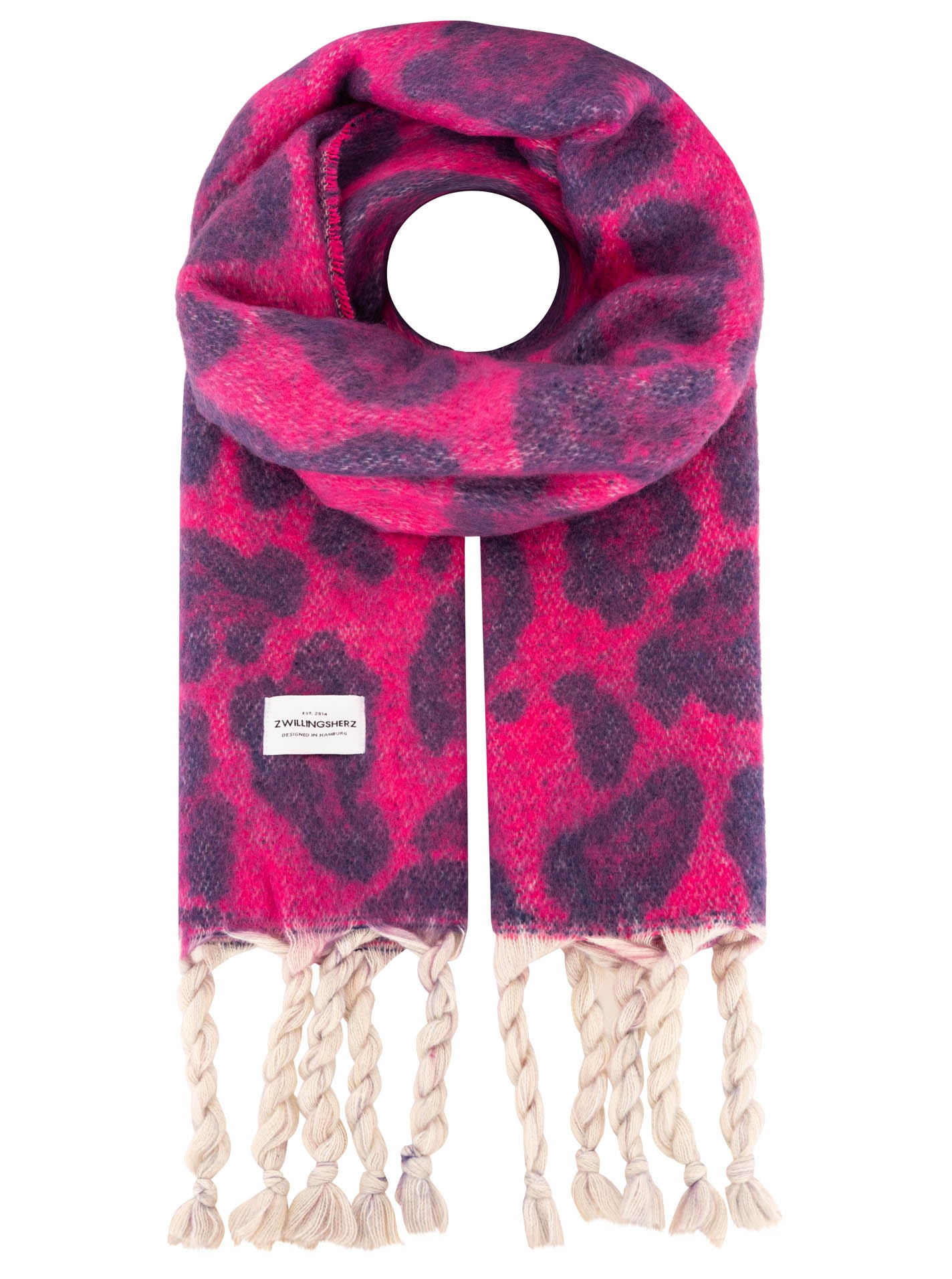 Zwillingsherz Modeschal »"Big  Leo"« mit modischem Leomuster und Fransen