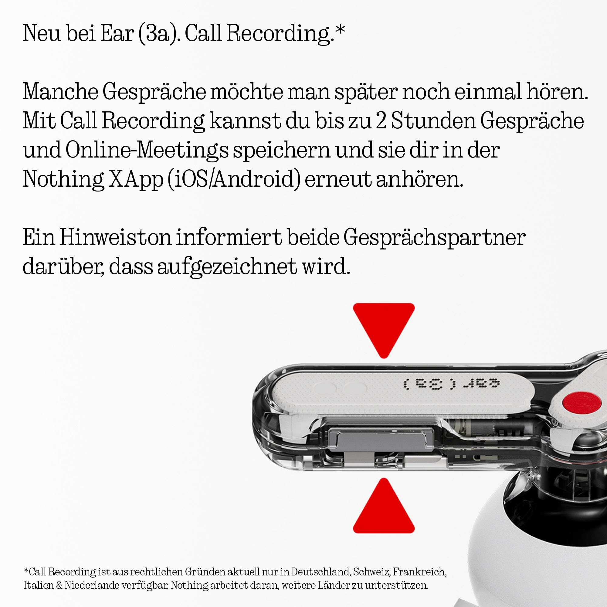 NOTHING wireless In-Ear-Kopfhörer »Ear (3a)« Bluetooth Active Noise Cancelling (ANC)