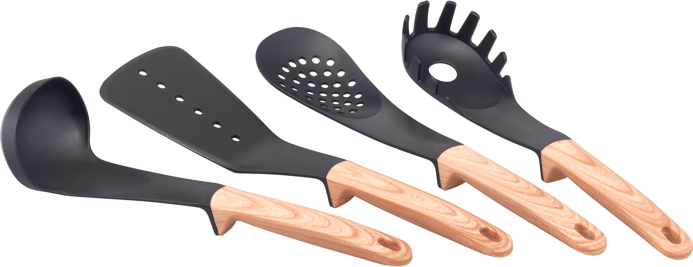 my home Topf-Set »Genlis« Set, Kochtopf 16/20/24 cm, Bratpfanne 24/28 cm + 4-tlg. Küchenhelfer-Set, 12 Stk. tlg. Aluminium