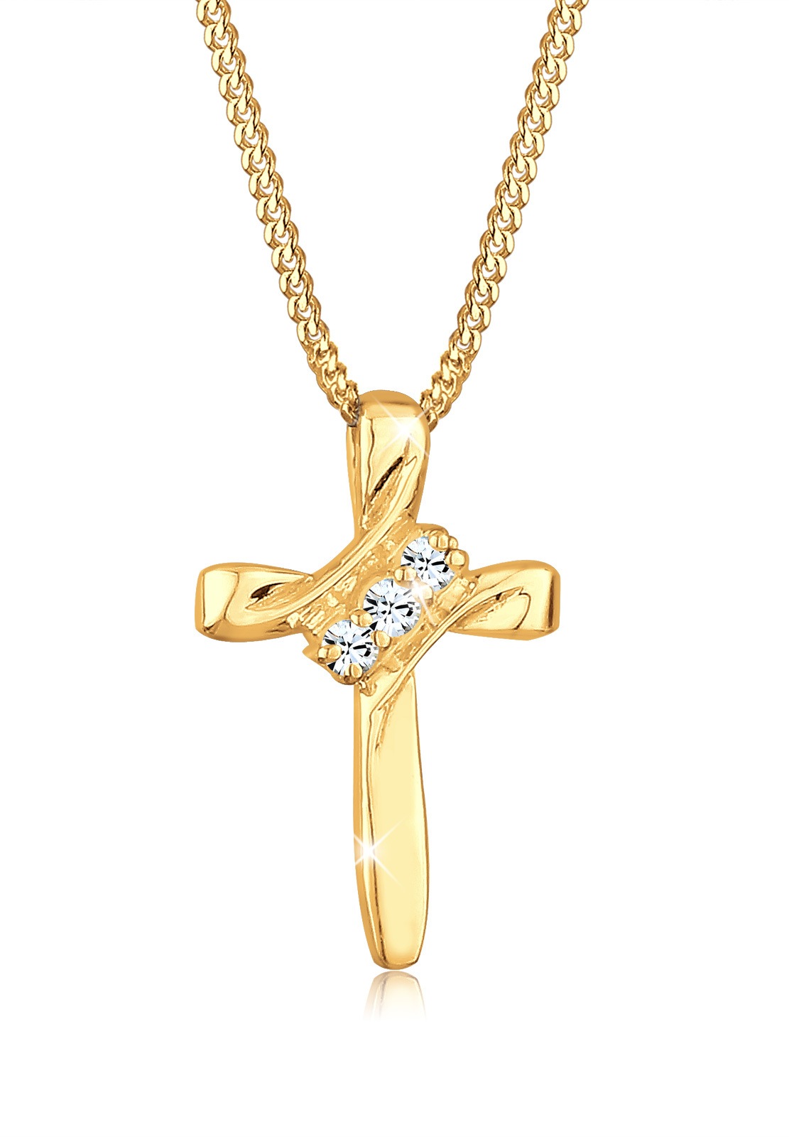 Elli Silberkette »Halskette Kreuz Modern mit Kristalle 925 Silber«
