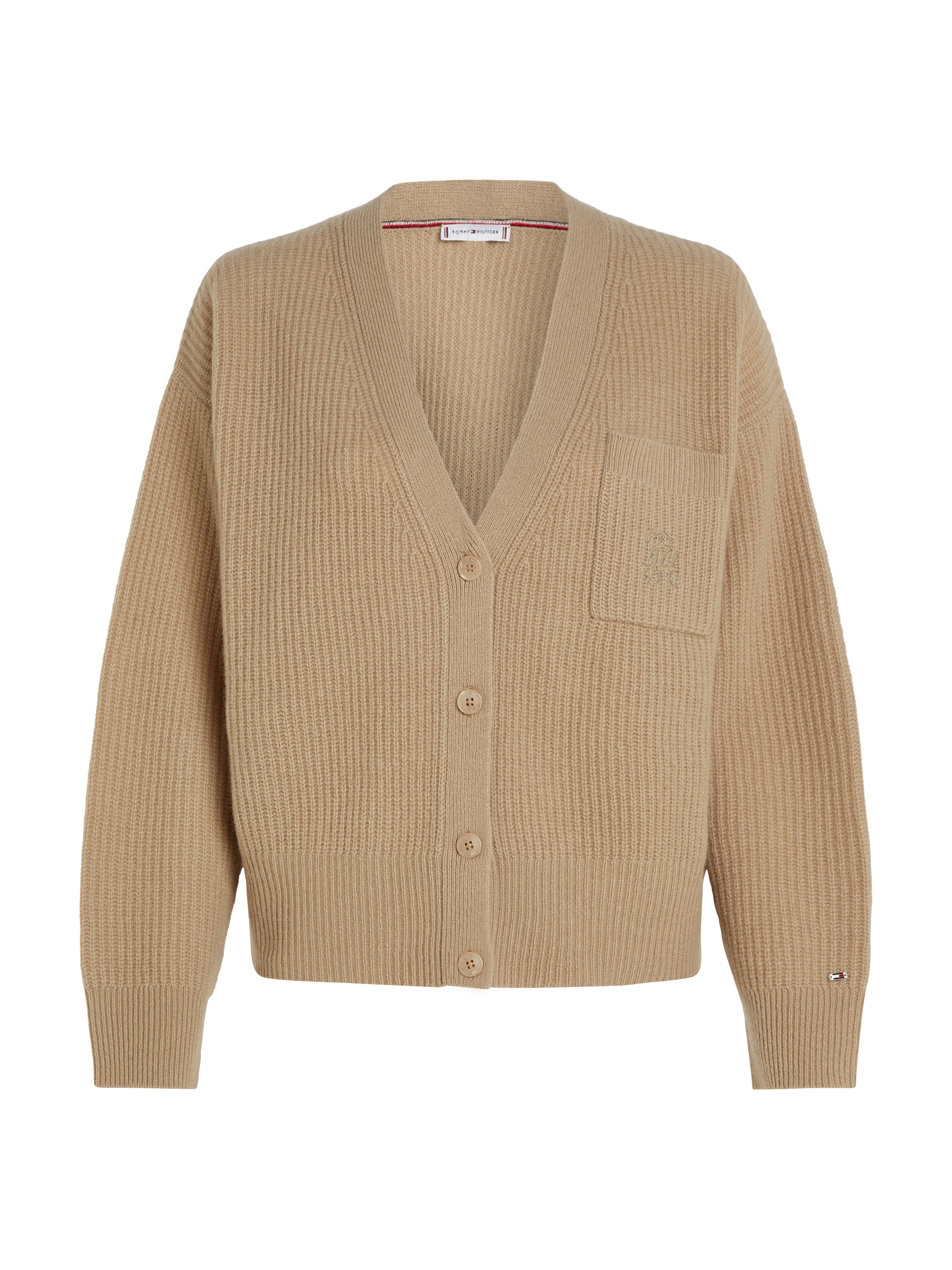 Tommy Hilfiger Strickjacke »TH SCRIPT SOFT WOOL V-NK CARDI«, mit Tommy Hilfiger Script Logo-Schriftzug