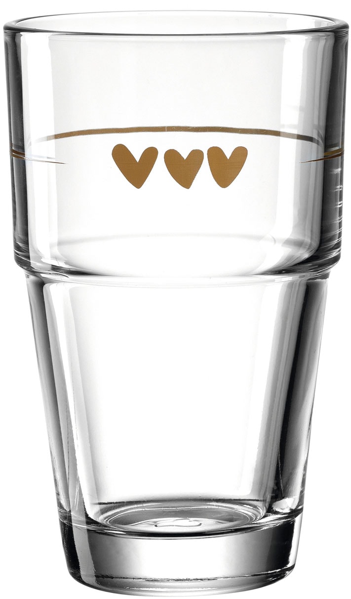 LEONARDO Latte-Macchiato-Glas »Gläser-Set SOLO, mit Herzmotiv«, (Set, 6 tlg.), 410 ml, 6-teilig