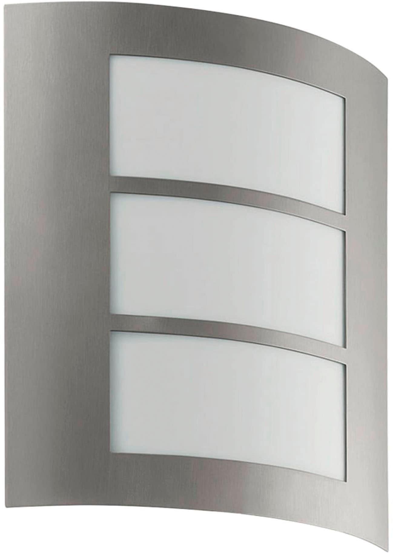 EGLO Wandleuchte »City, Wandlampe, Außenbeleuchtung, Außenlampe, silber, weiß, E27, IP44« E27 1 Stk. Wand-/Deckenleuchte - L23,5 x H26 x AL9 cm - edelstahl - 1X60W exkl.