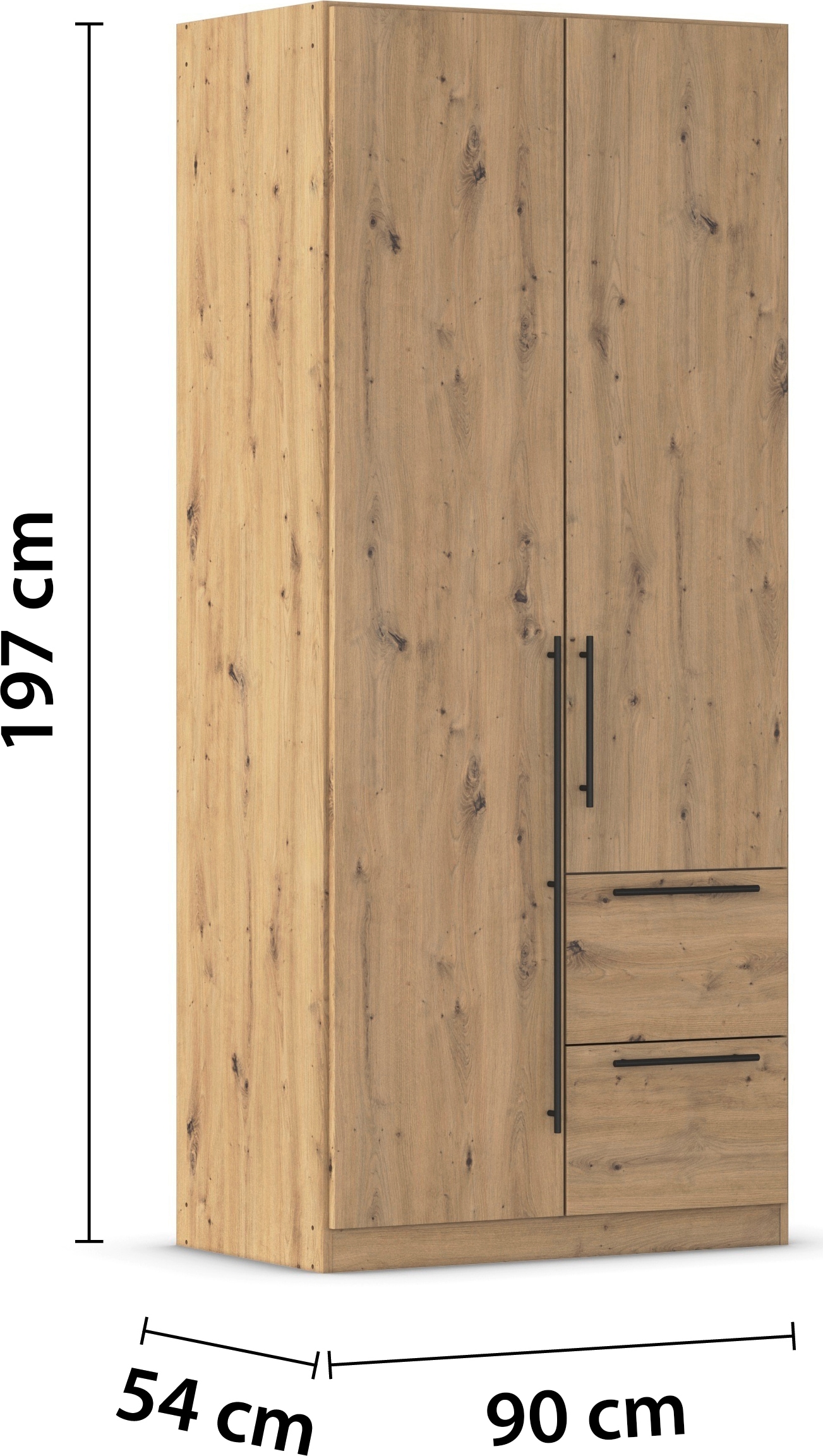 rauch Kleiderschrank »Drehtürenschrank Schrank Garderobe Wäscheschrank Schlafzimmer AVOLA« 3 verschiedene Ausstattungen BASIC/CLASSIC/PREMIUM (inkl. SOFT-CLOSE),  mit hochwertigen Stangengriffen aus Metall in Schwarz MADE IN GERMANY