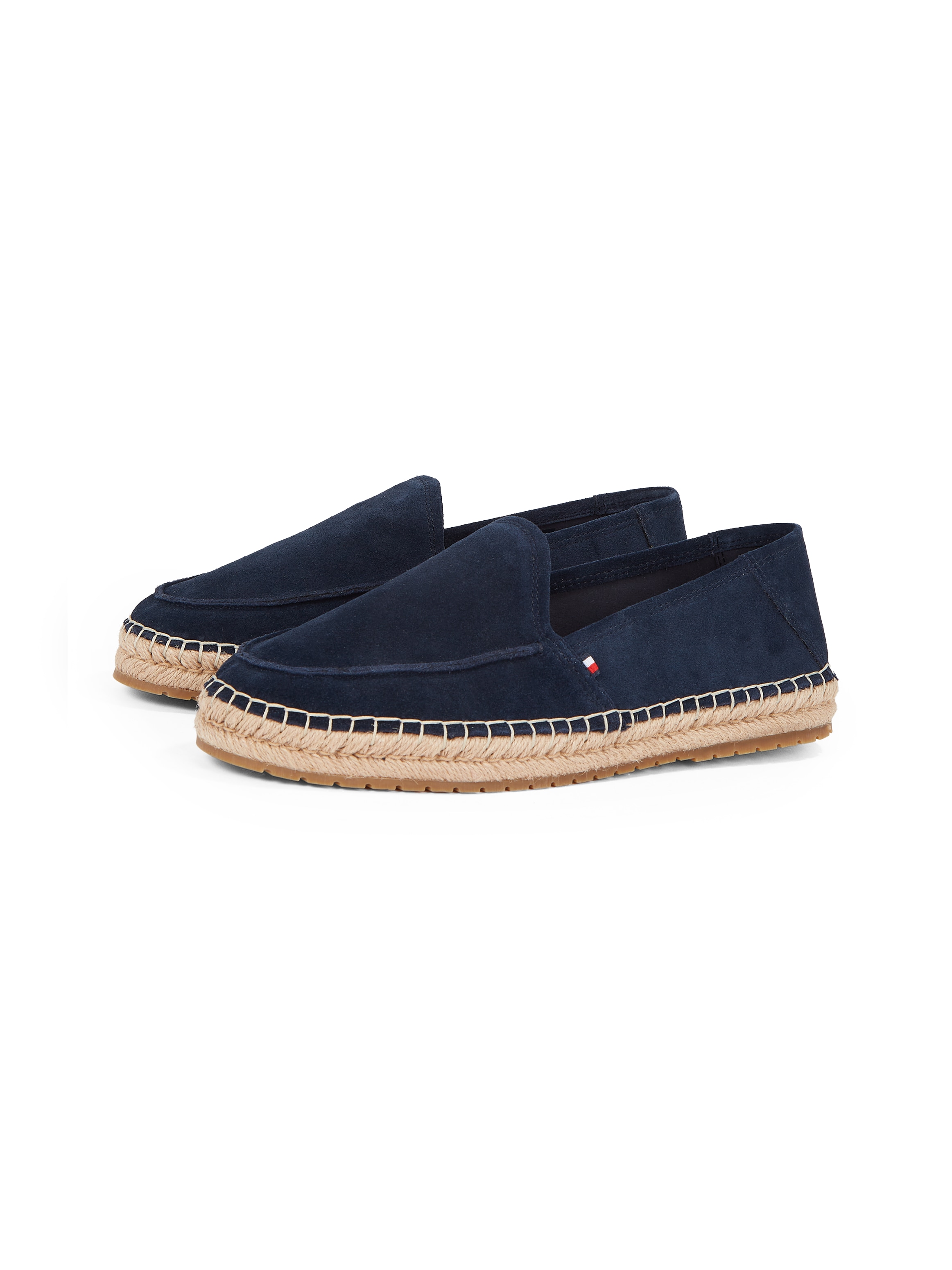 Tommy Hilfiger Espadrille »HILFIGER FLEX ESPA SUEDE LOAFER«, Sommerschuh, Schlupfschuh, Slipper mit Bastbezug am Plateau