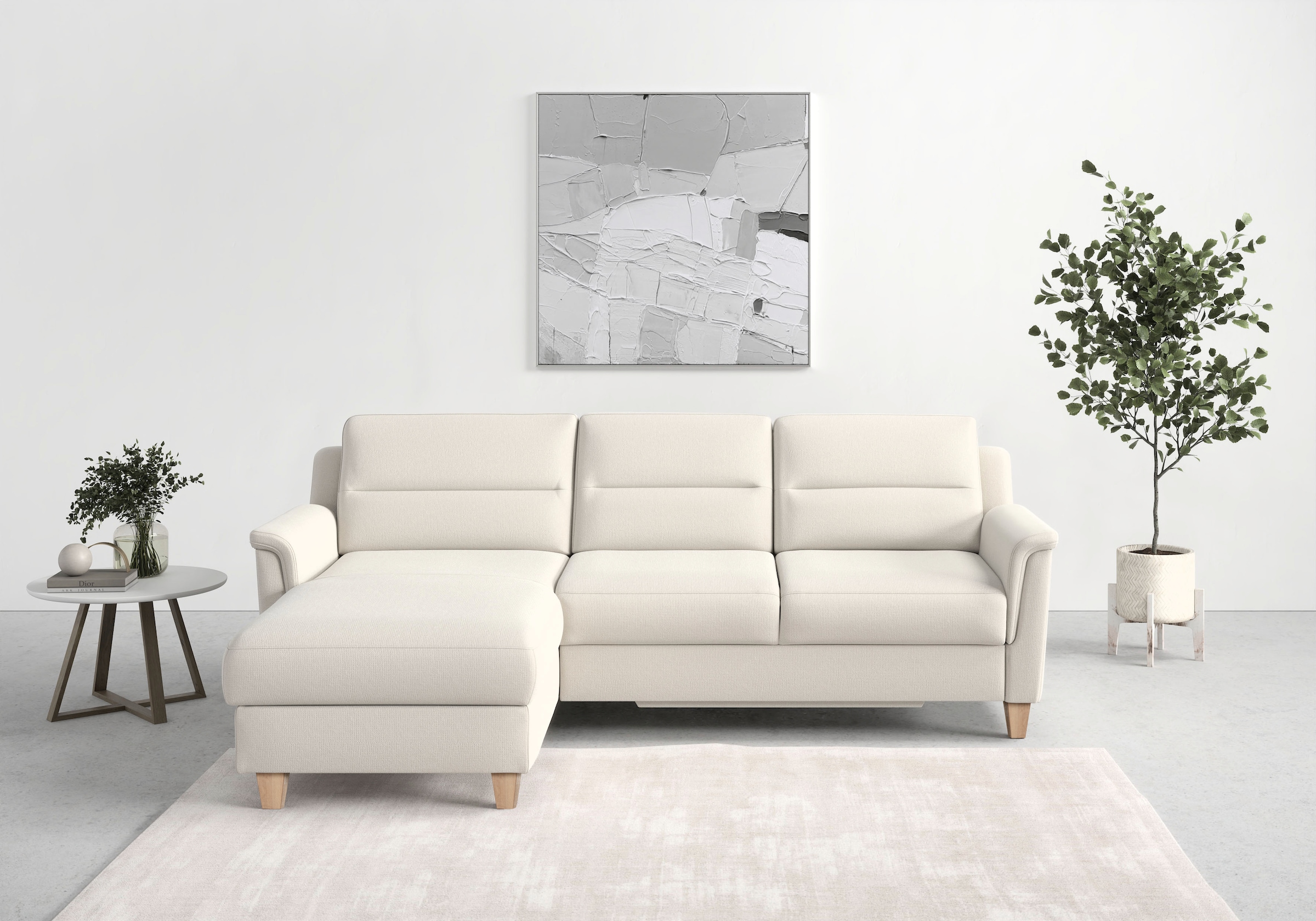 sit&more Ecksofa »Farö L-Form«, inklusive Federkern, wahlweise mit Bettfunktion und Bettkasten