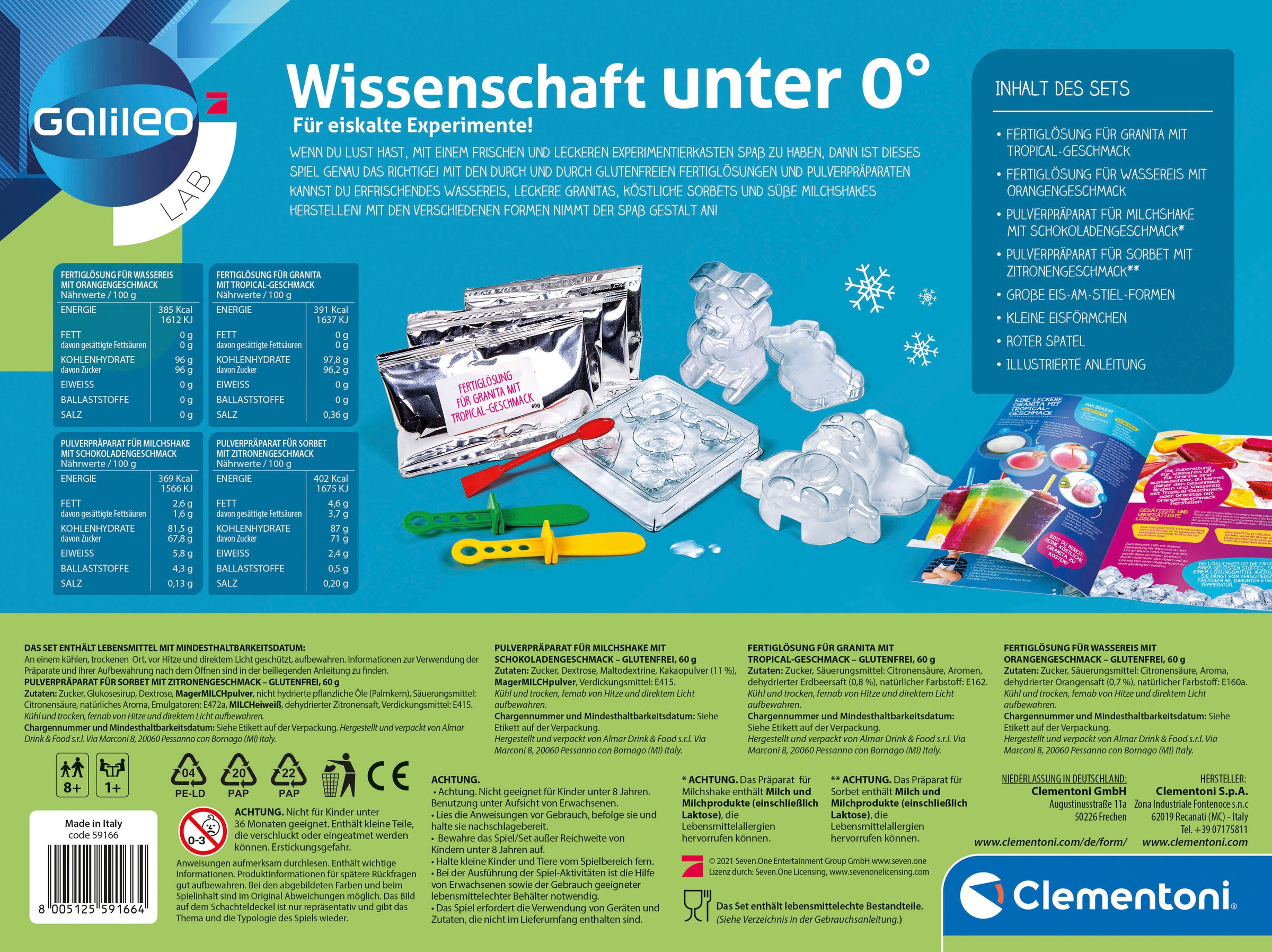 Clementoni® Experimentierkasten »Galileo, Wissenschaft unter 0°«, Made in Europe