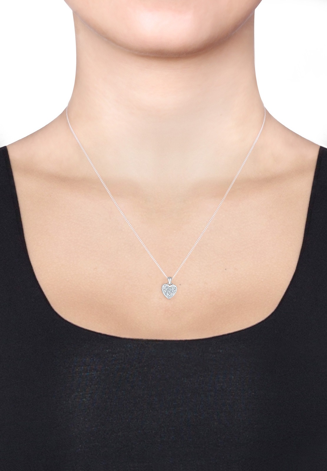 Elli Ohrring und Ketten Set »Schmuckset Herz Glas Kristalle Weiß 925 Sterling Silber«