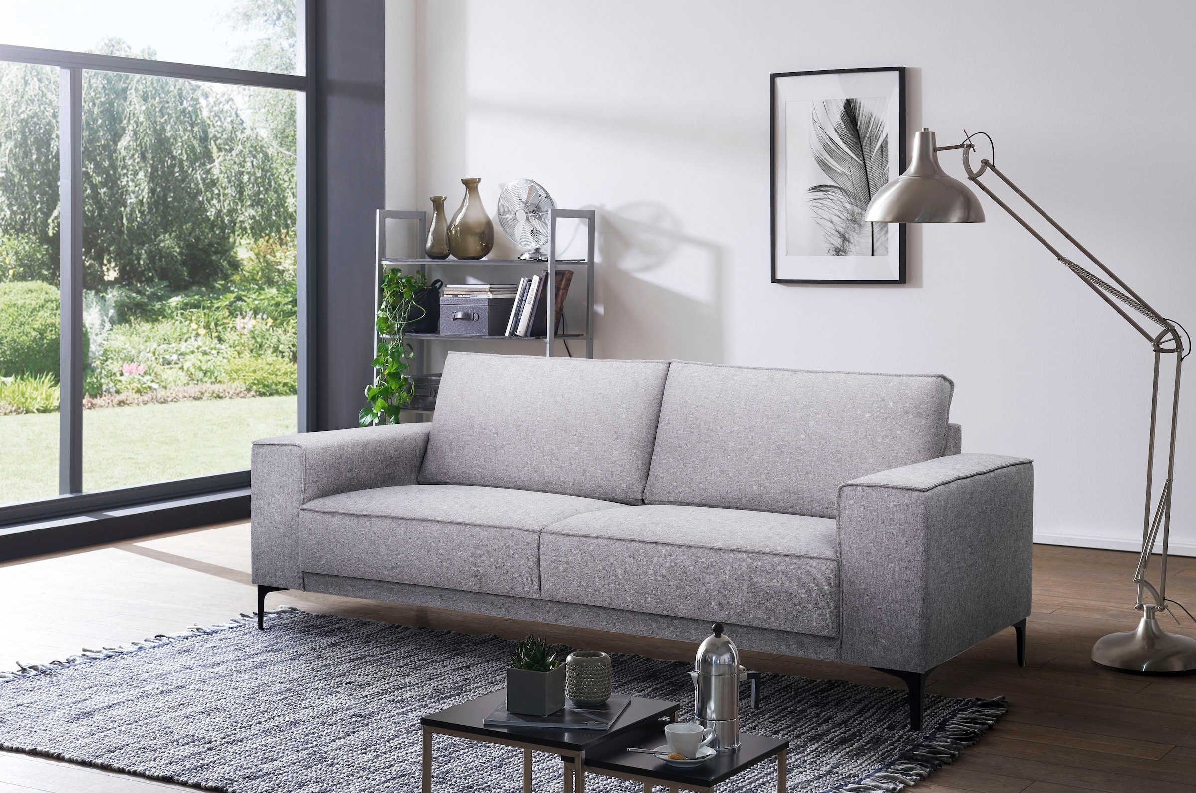 OTTO home 3-Sitzer »OLAND, B: 224 cm - Skandi-Design« 224 cm, Wellenunterfederung, Skandi-Design, Metallfüße