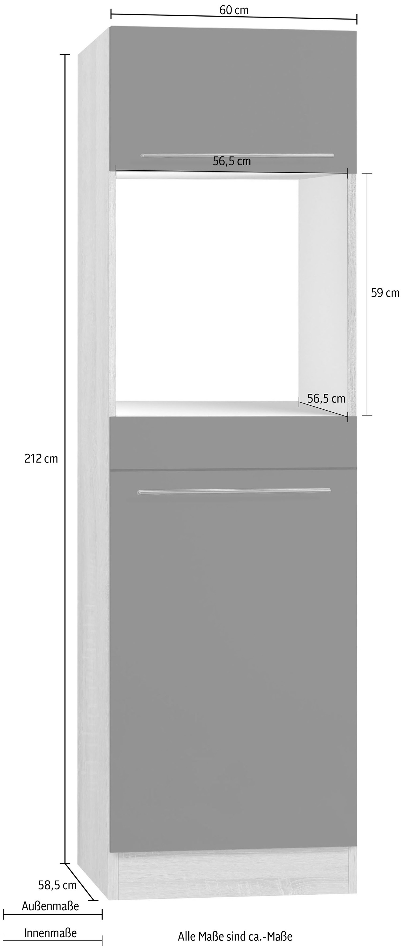 OPTIFIT Backofen/Kühlumbauschrank »Bern«, 60 cm breit, 212 cm hoch, mit höhenverstellbaren Stellfüßen