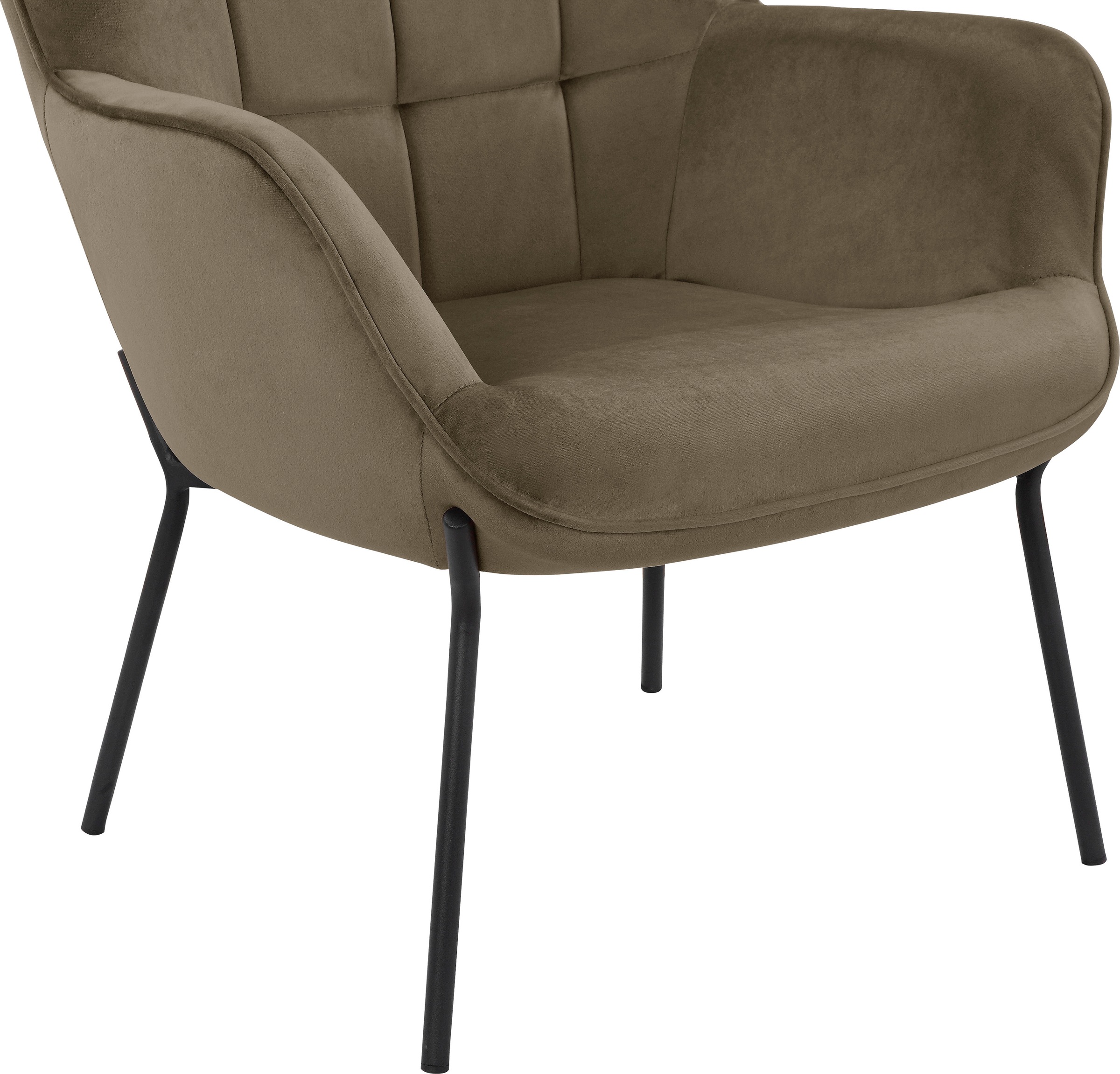 OTTO products Loungesessel »Luukas, Ohrensessel mit Metallbeinen,«, (1 St.), Stoff recyceltes Polyester, Sitz und Rücken gepolstert, Sitzhöhe 46 cm