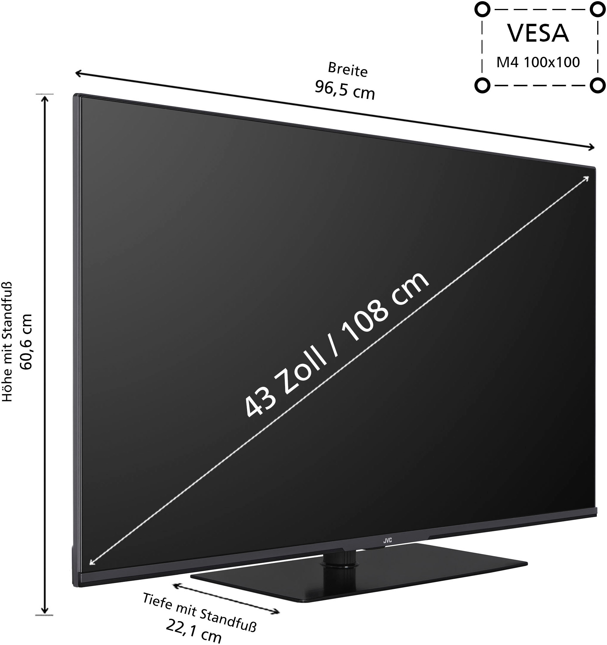 JVC QLED-Fernseher, 108 cm/43 Zoll, 4K Ultra HD, Smart-TV-Google TV
