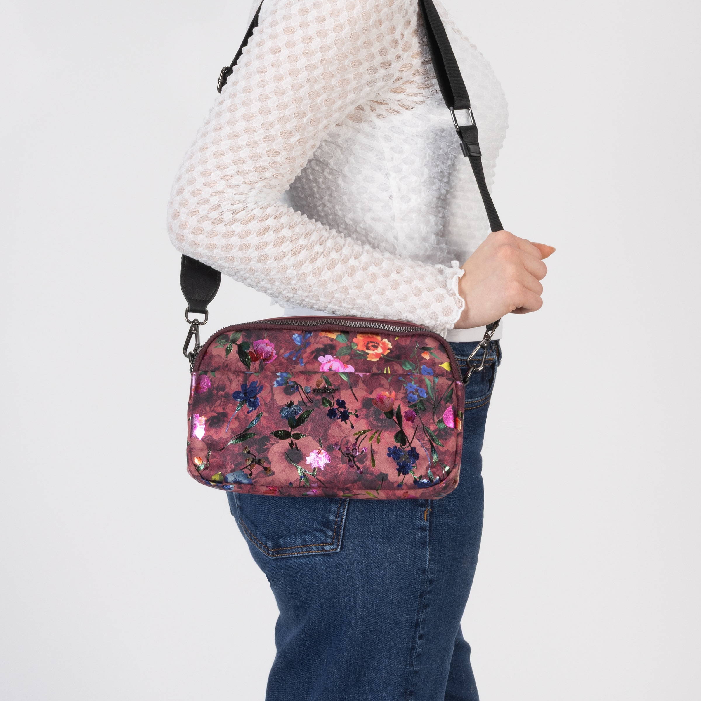 Rieker Umhängetasche Damen Schultertasche, Handtasche mit zwei Reißverschlüssen