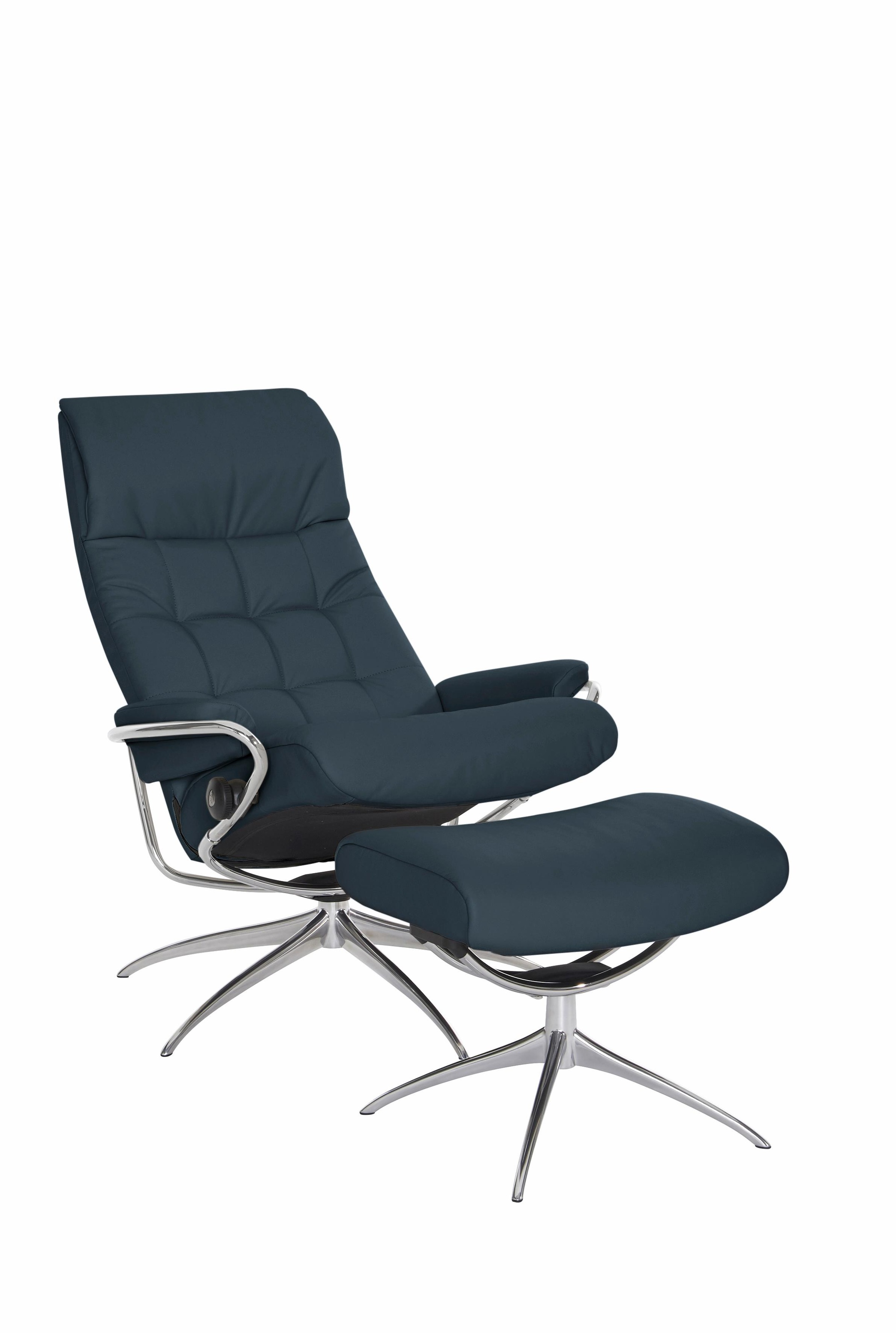 Stressless® Relaxsessel »London« Set, Relaxsessel mit Hocker,  mit Hocker, High Back, mit Star Base, Gestell Chrom