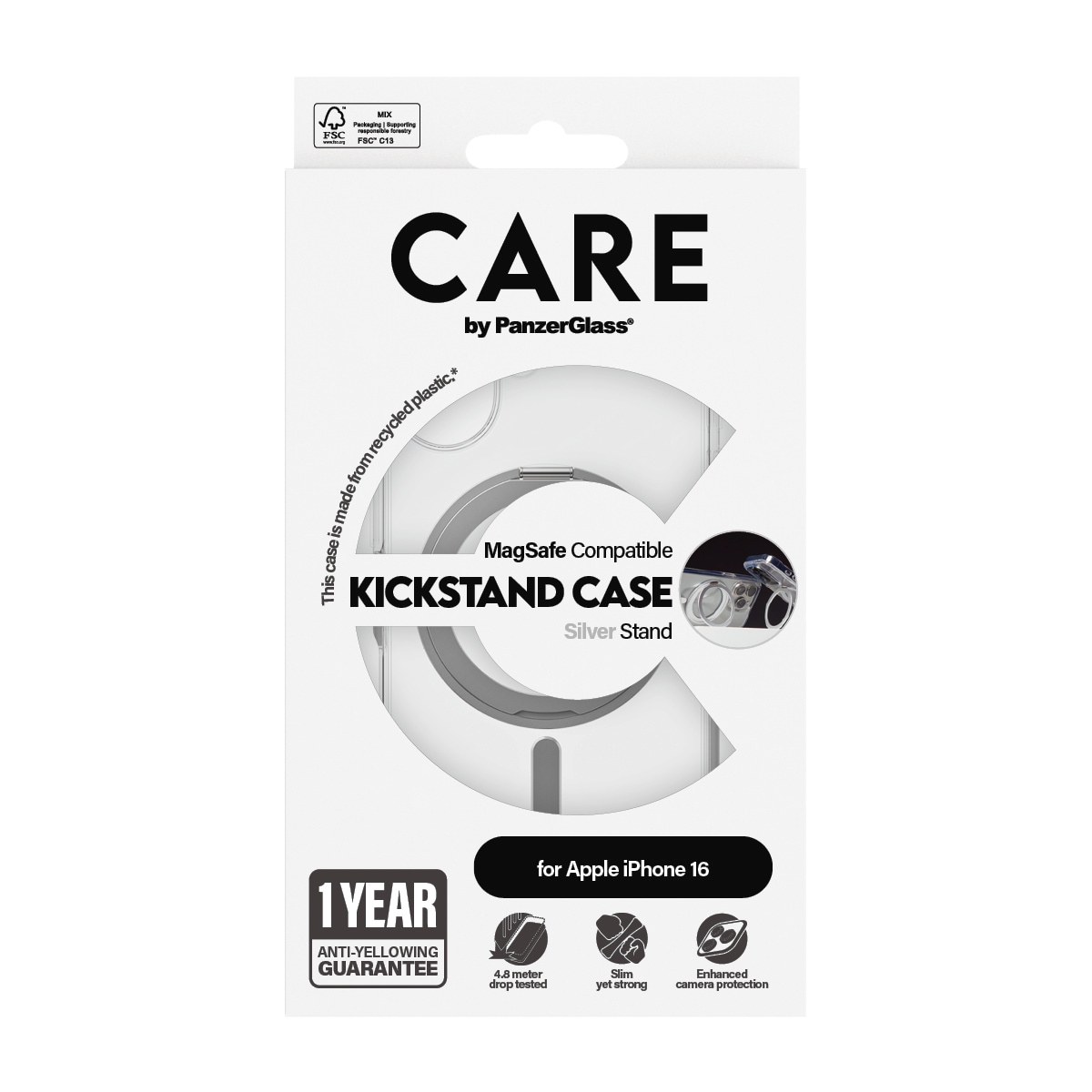 CARE by PanzerGlass Handyhülle »Kickstand Case für Apple iPhone 16«, Backcover, Schutzhülle, Handyschutzhülle, Case, Schutzcase, stoßfest