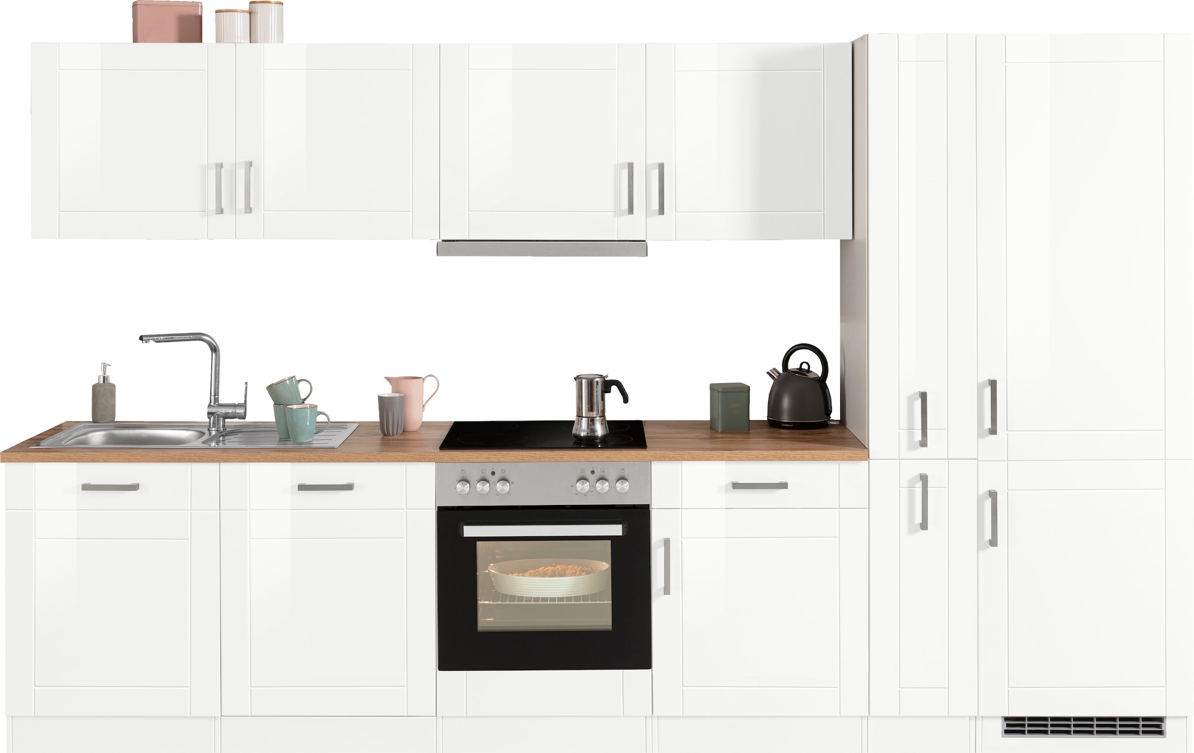 KOCHSTATION Küchenzeile »KS-Tinnum« mit E-Geräten, Breite 330 cm