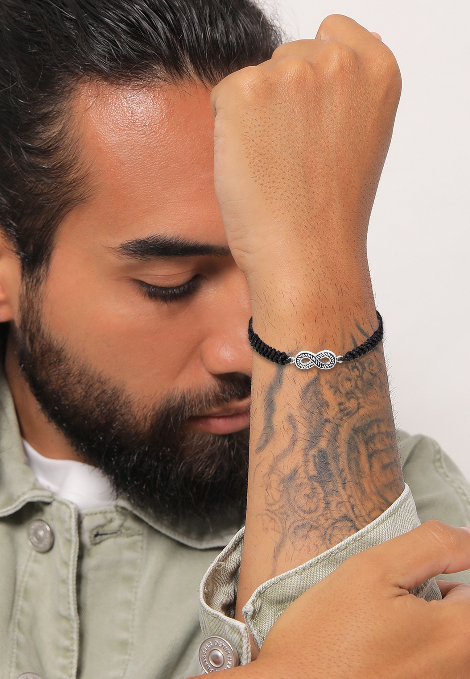 Kuzzoi Armkette »Armband Herren mit Infinity Symbol Oxidiert 925 Silber«