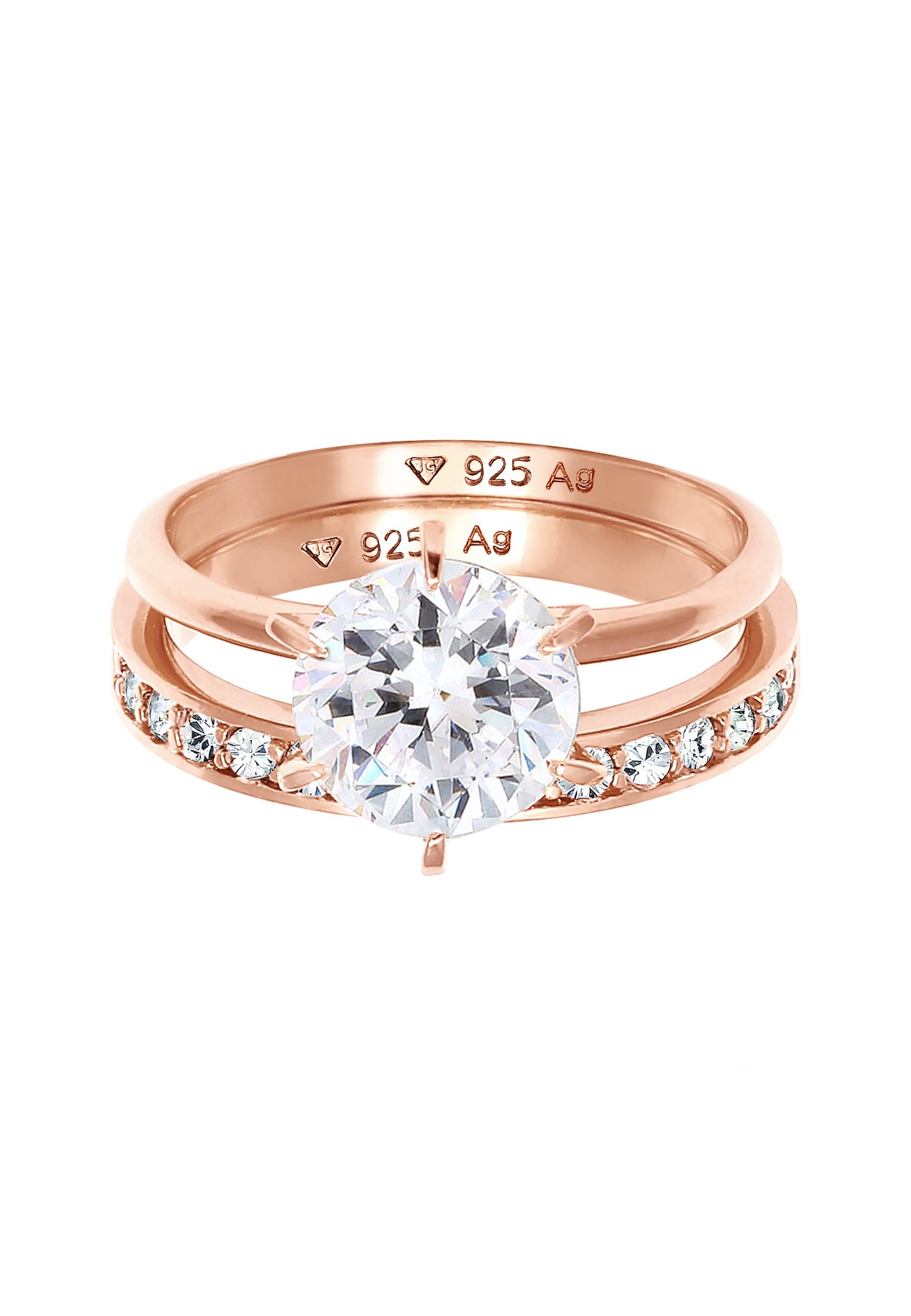 Elli Ring-Set »Ring Kristalle Eternity (2 tlg) 925 Silber«