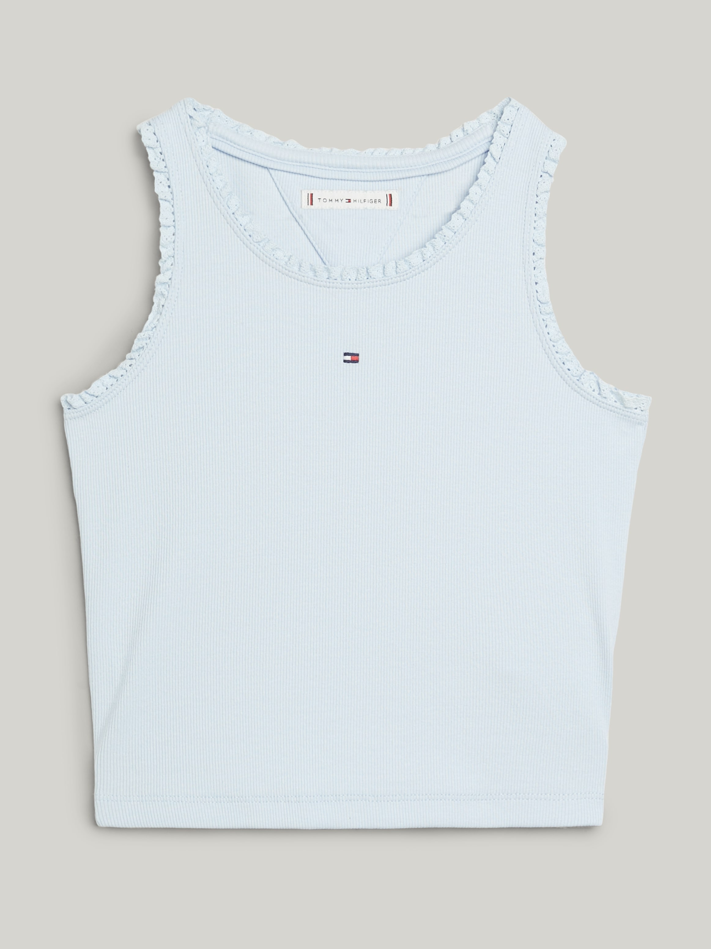 Tommy Hilfiger Tanktop »ESSENTIAL RIB LACE TANK TOP«, Kinder bis 16 Jahre, Rüsche am Auschnitt & Ärmel