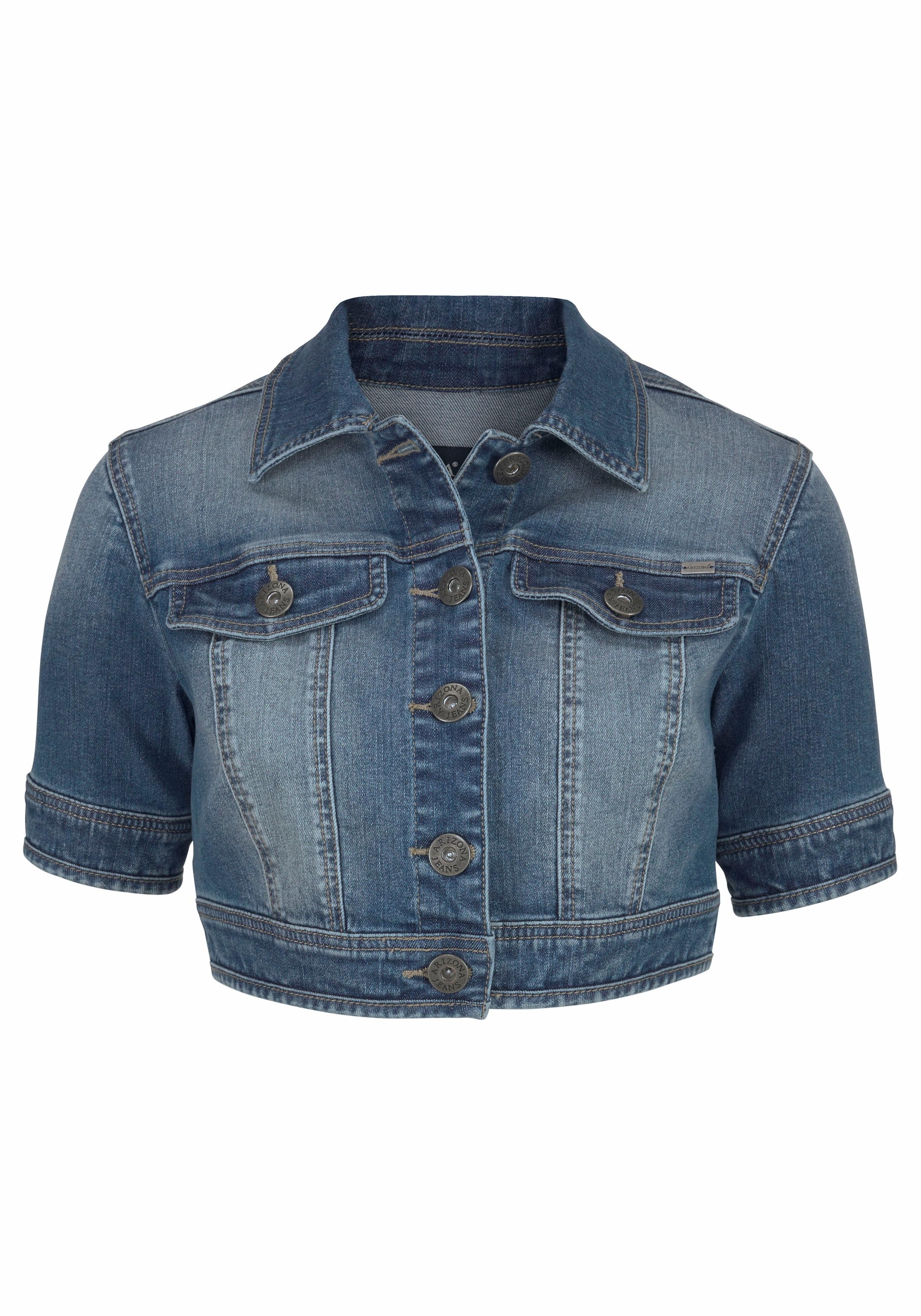 Arizona Jeansjacke, aus Baumwollmischung, figurbetont, extrakurz, in Stretch-Qualität
