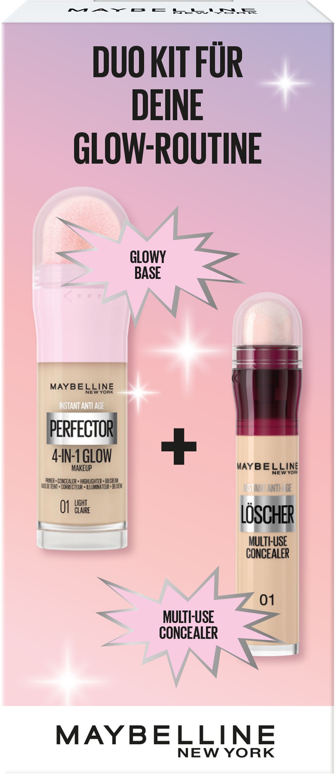MAYBELLINE NEW YORK Schmink-Set »Maybelline New York Instant Perfector Glow + Concealer«, mit vielseitigen Kombinationsmöglichkeiten