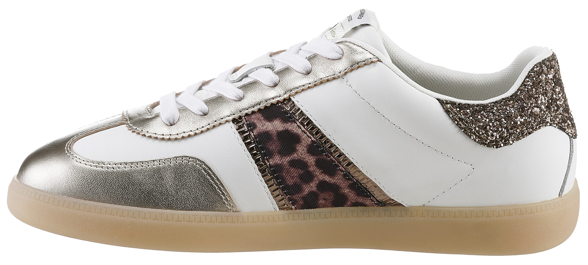 Tamaris Plateausneaker, Freizeitschuh, Halbschuh, Schnürschuh mit Glitter an der Ferse