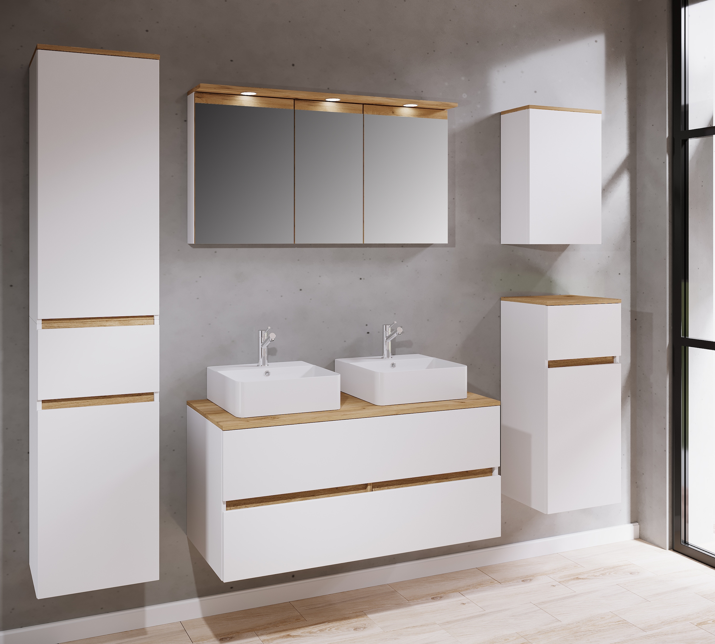 VCM Waschtisch »3 tlg. Badmöbel-Set mit Waschbecken Cosila-A 111cm« 3 Stk. tlg.