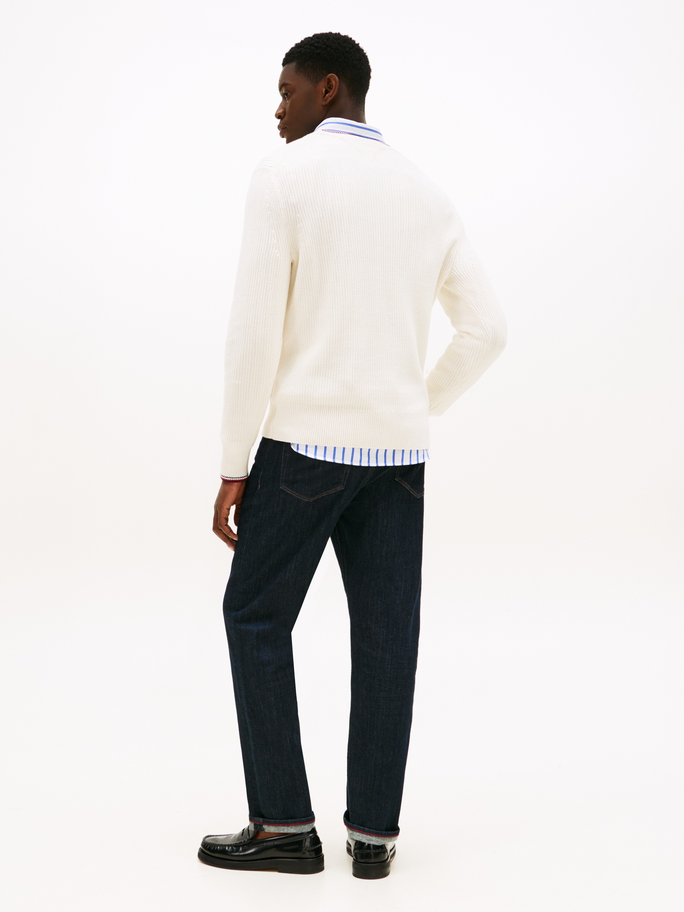 Tommy Hilfiger Rundhalspullover »RWB RIB CREW NECK« mit Kontrast-Details
