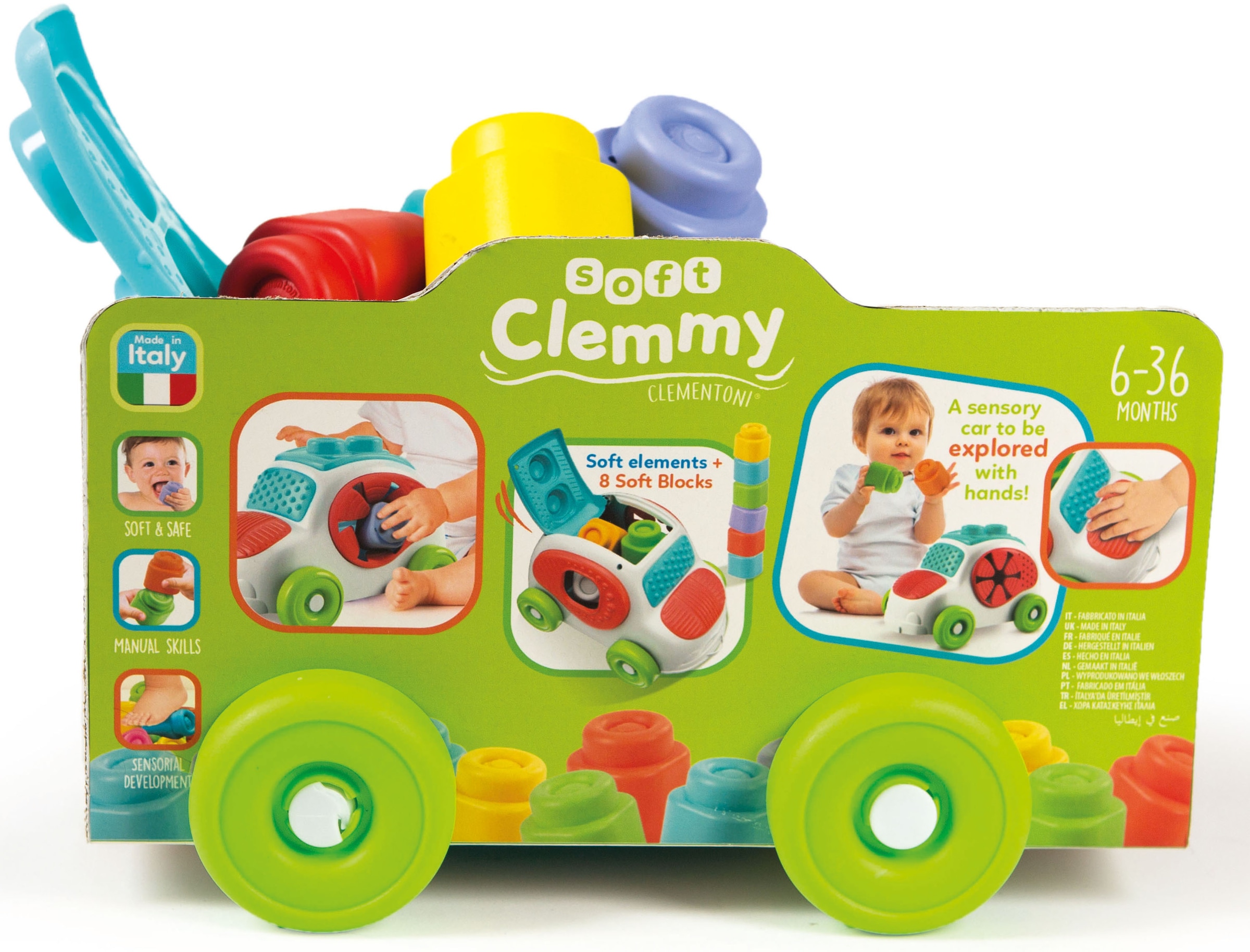 Clementoni® Spielbausteine »Clemmy Soft, Sensorisches Auto«, (9 St.), Made in Europe
