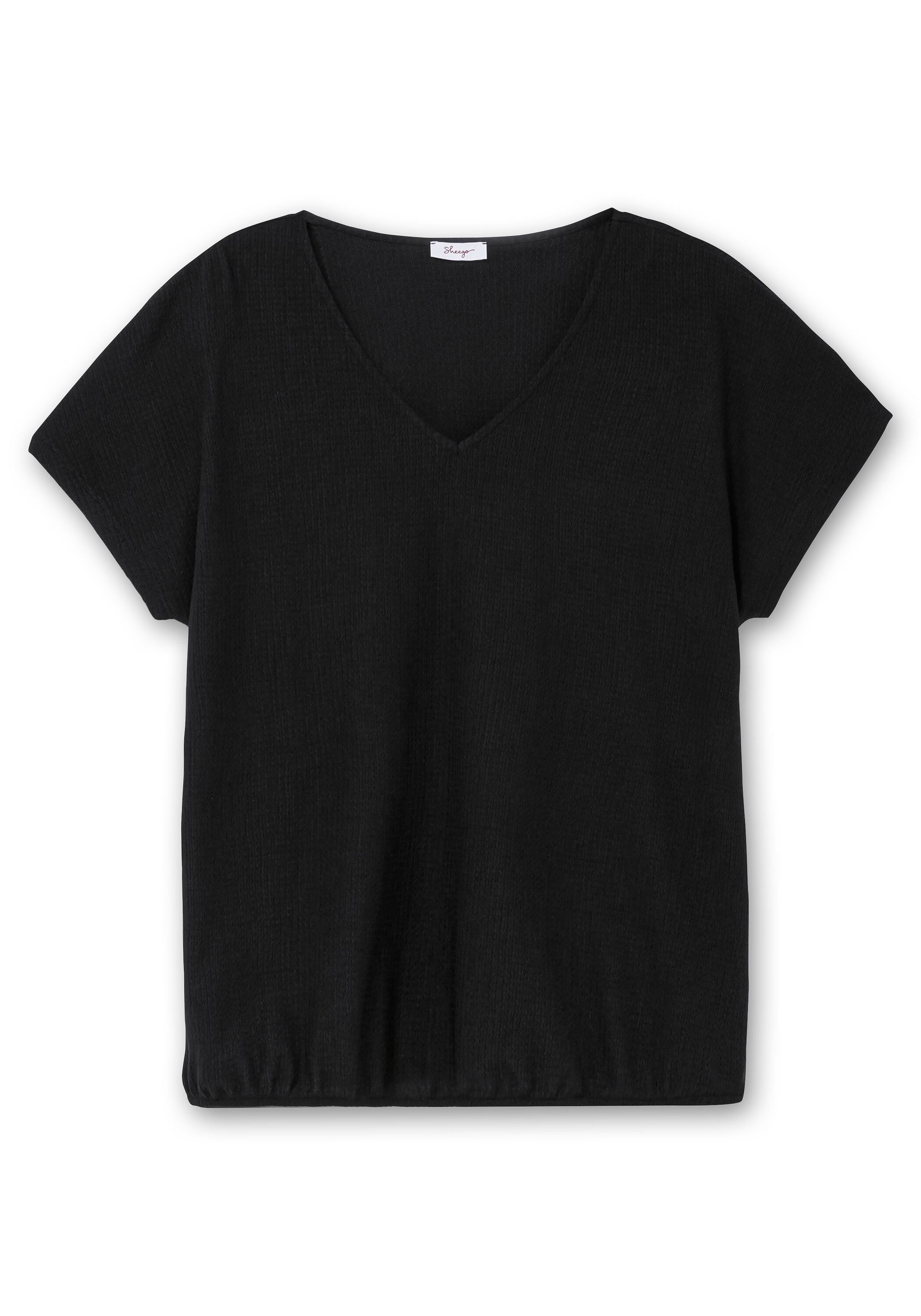Sheego T-Shirt »Shirt aus Struktur-Jersey, mit Gummizugsaum«