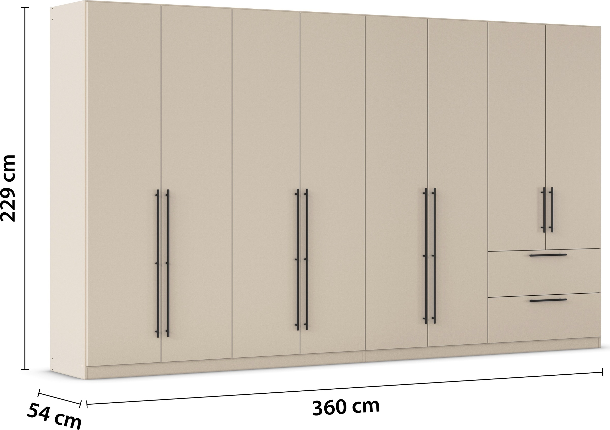 rauch Kleiderschrank »Drehtürenschrank Schrank Garderobe Wäscheschrank Schlafzimmer AVOLA«, (in 3 verschiedenen Ausstattungen BASIC/CLASSIC/PREMIUM), mit hochwertigen Stangengriffen aus Metall in Schwarz MADE IN GERMANY