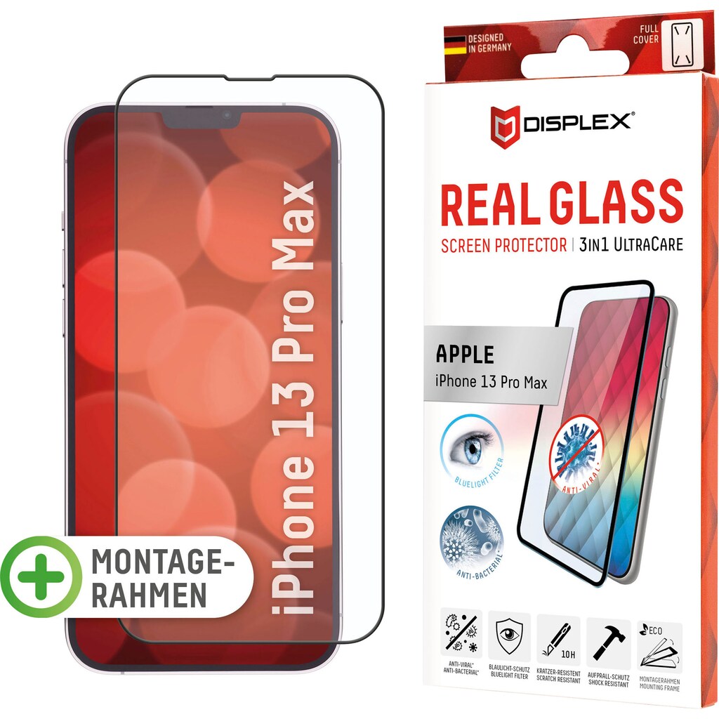 Displex Displayschutzfolie »DISPLEX 3in1 UltraCare Glass FC für iPhone 13 Pro Max«