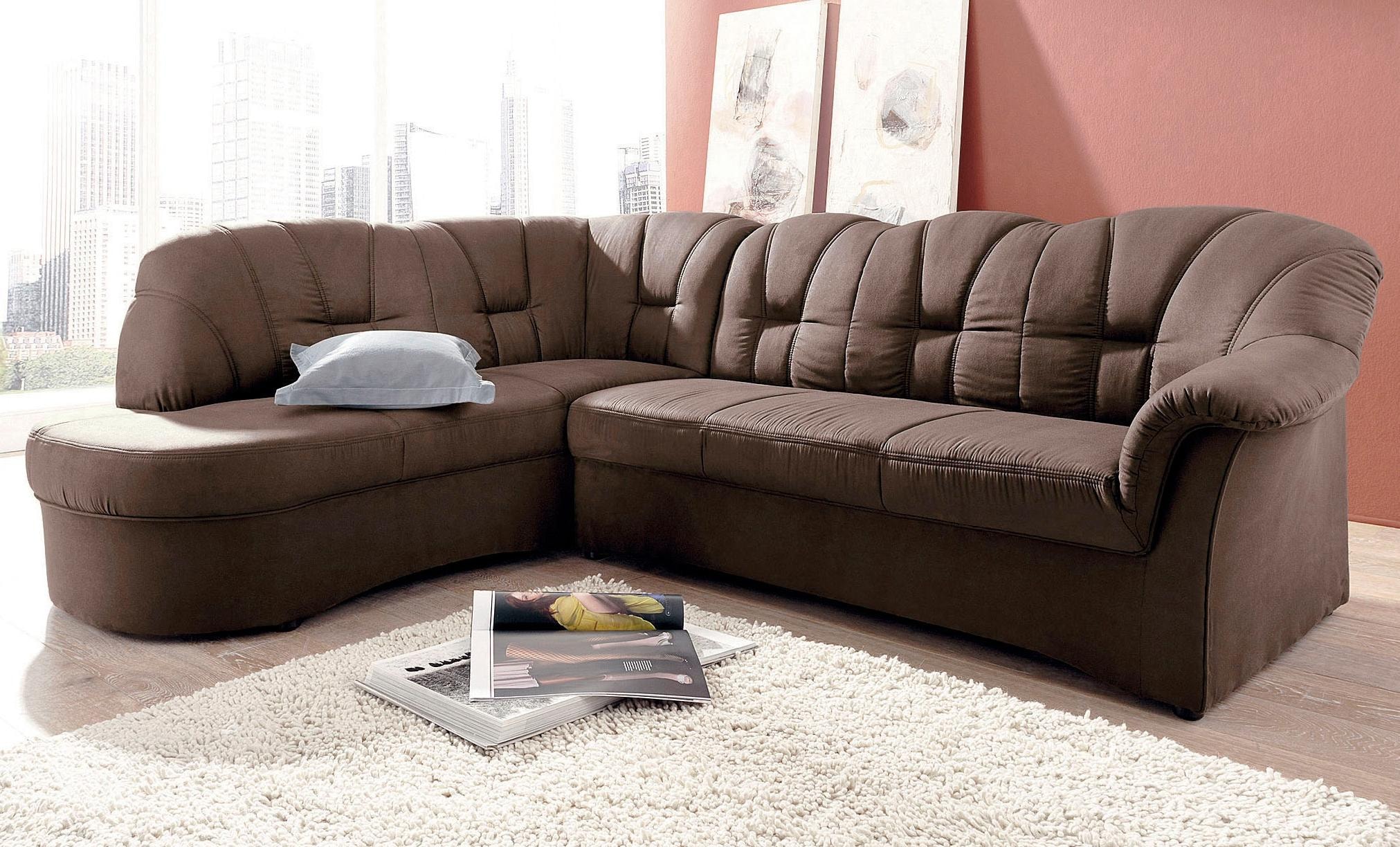 DOMO collection Ecksofa »Papenburg, zeitlose Rückensteppung, elegante Armlehne, L-Form«, mit Ottomane, wahlweise mit Bettfunktion