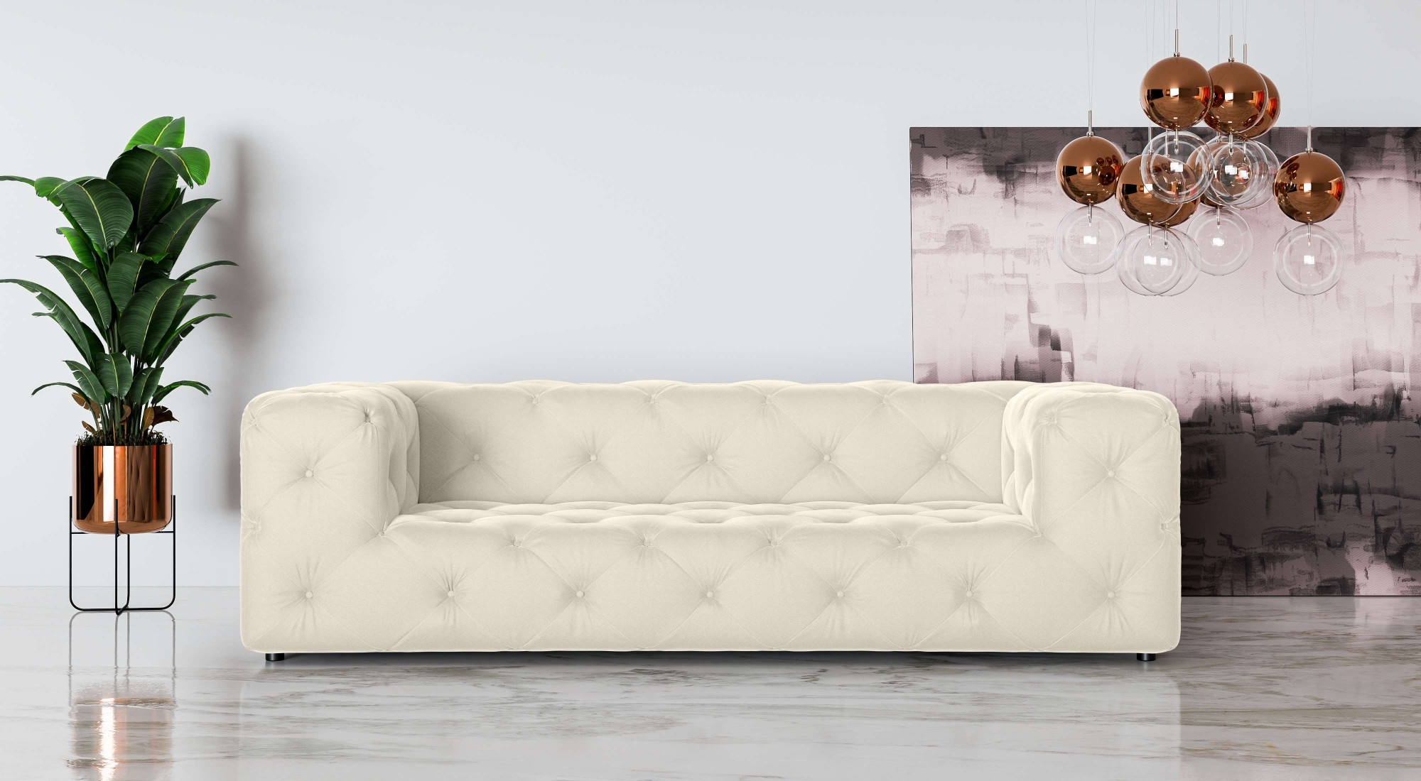 Places of Style 3-Sitzer »FOLLINA«, 3-Sitzer Sofa mit klassischer Chesterfield-Knopfheftung