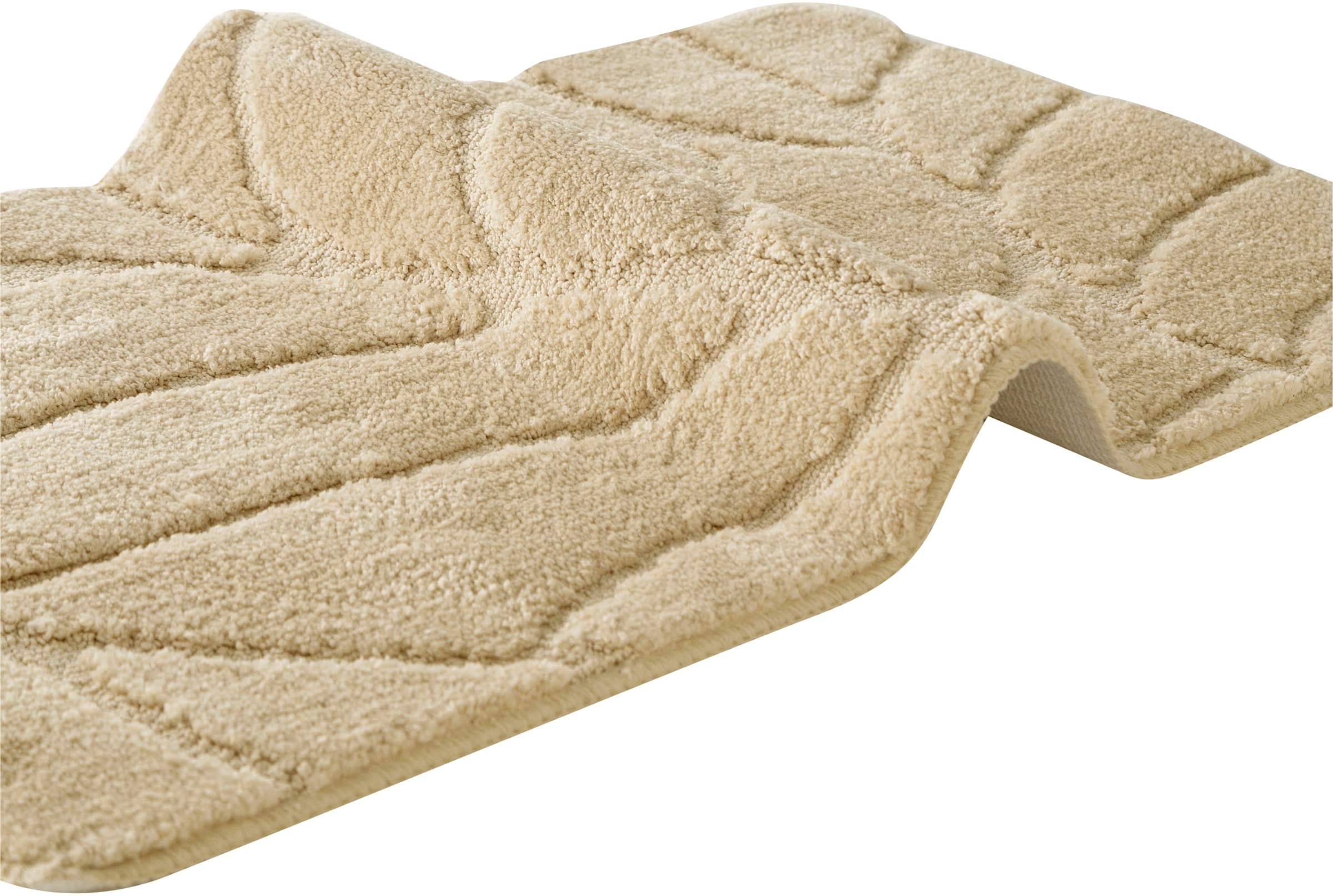 OTTO home Badematte »Epense, Badvorleger, Badezimmer Teppich, Duschmatte mit Blattstruktur« Höhe 10 mm rutschhemmend beschichtet fußbodenheizungsgeeignet | schnell trocknend Badteppich, Uni, Blätter, Hoch-Tief, verschiedene Farben und Größen