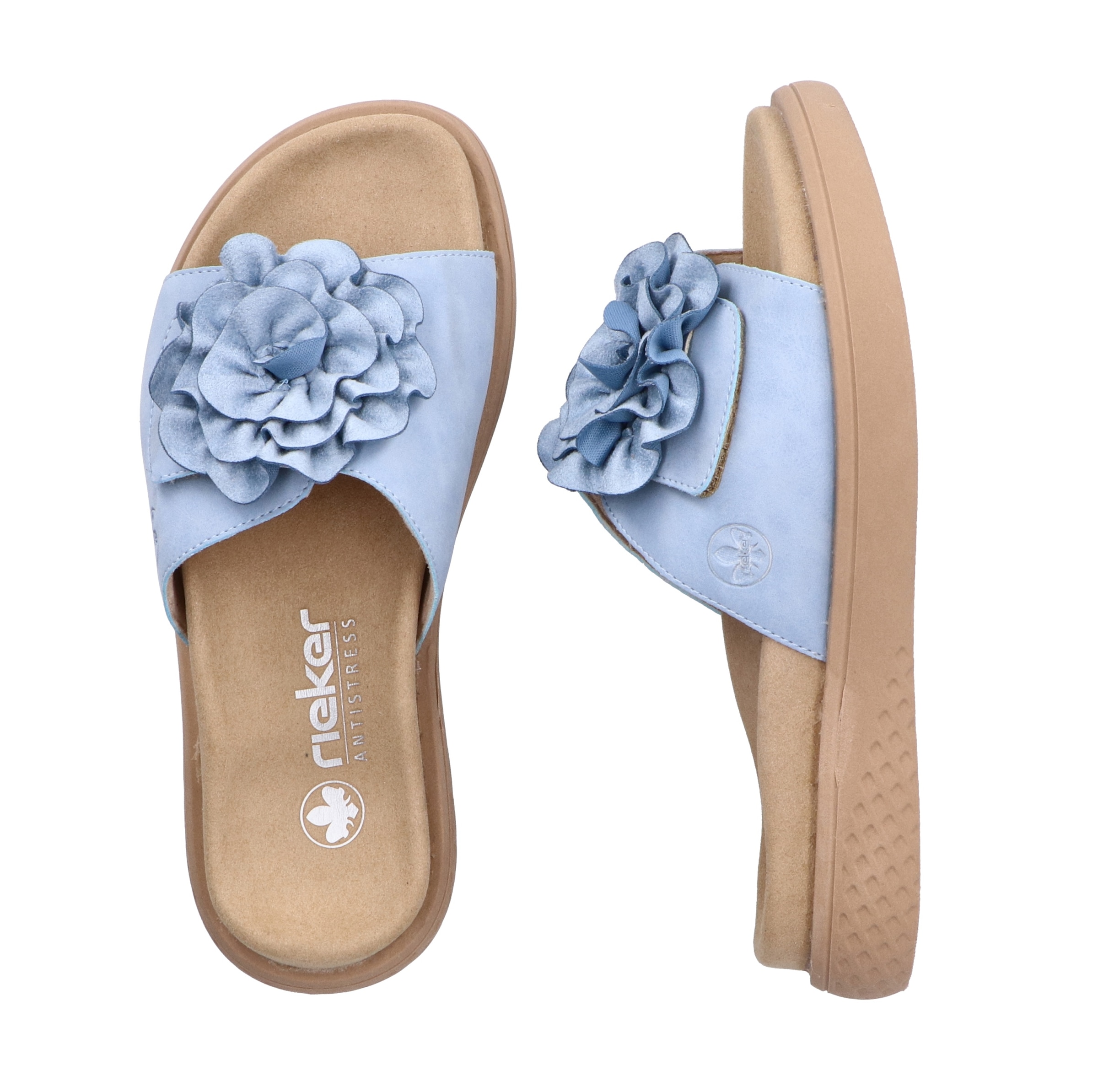 Rieker Pantolette, Sommerschuh, Hausschuh, Strandschuh mit bequemem Fußbett
