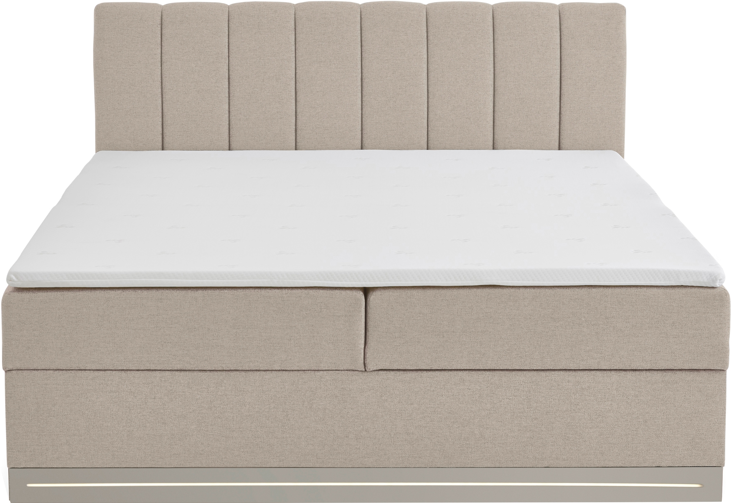 Home affaire Boxbett »WAKKANAI, Polsterbett mit Bettkasten, inkl. Taschfederkernmatratze H3« mit PUR-Schaum-Topper, mit LED-Lichtleiste, LIegefläche 180x200cm