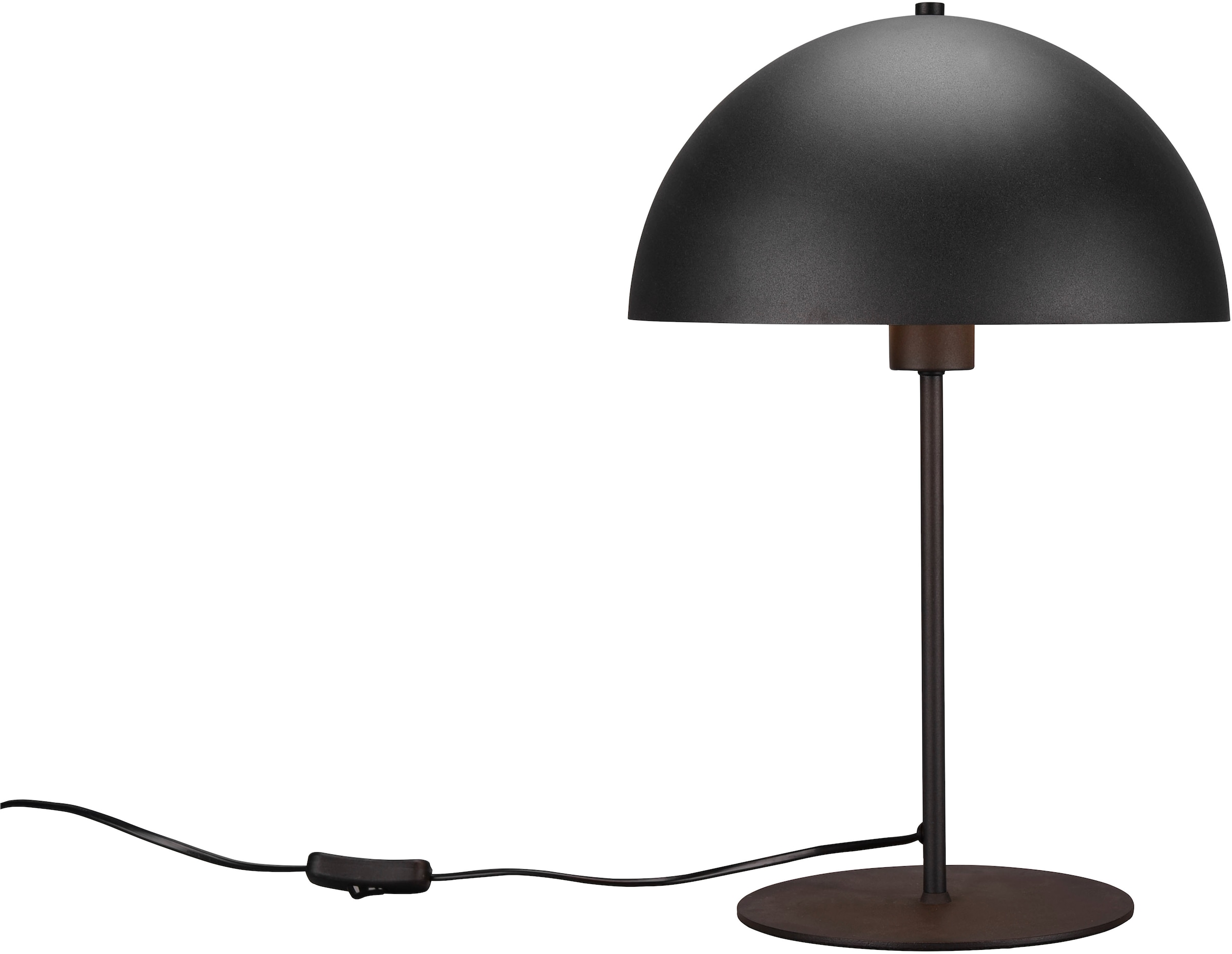 Leonique Tischlampe »MANON, Tischlampe Pilzform Höhe 45cm Ø 30cm, exkl 1x E27 Leuchtmittel«, 1 flammig, Leuchtmittel E27 | Leuchtmittel wechselbar, Schreibtisch Leuchte Schirm innen gold, Schnurschalter mit 180cm Kabel