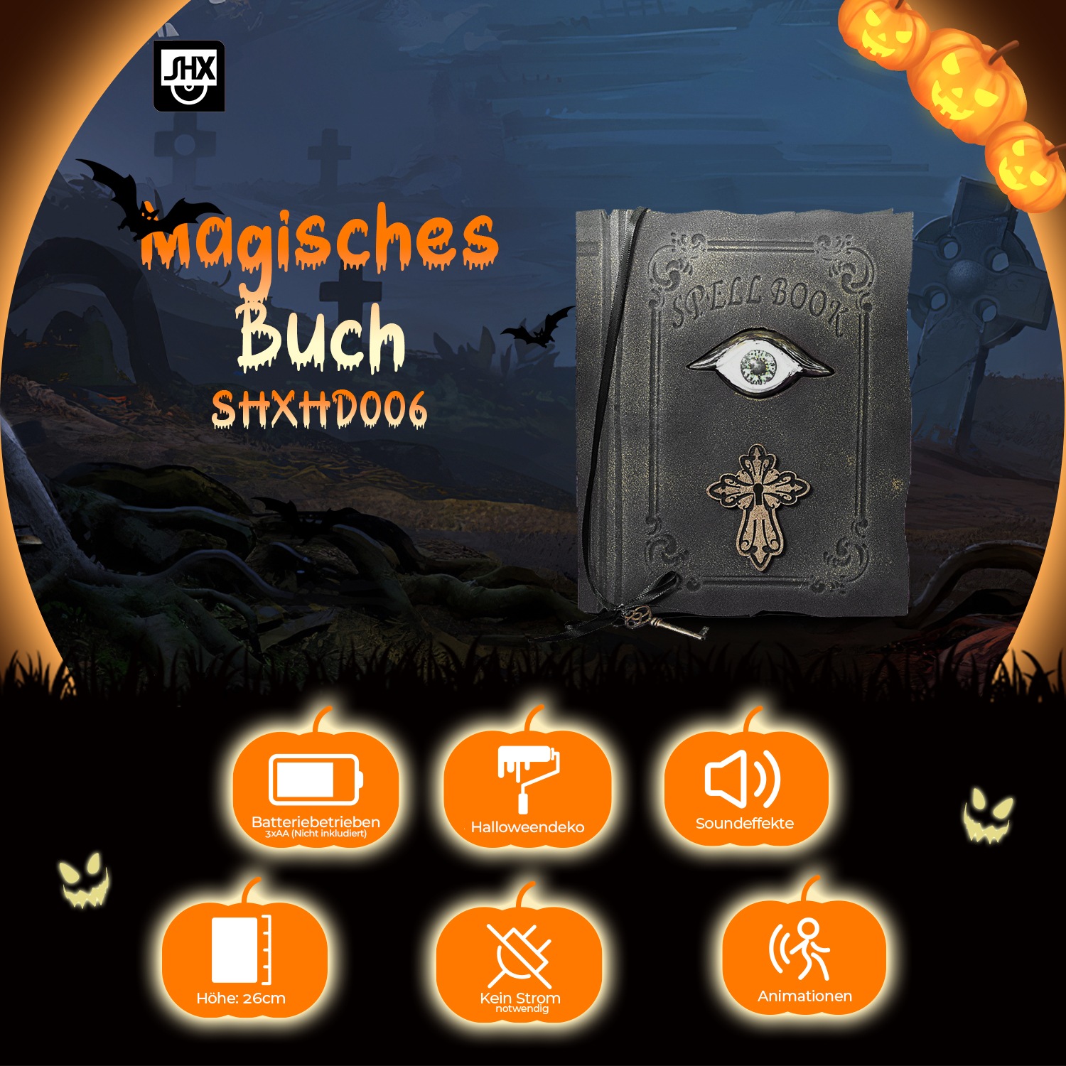 SHX Dekoobjekt »Magisches Buch«, Bewegung, Soundeffekt