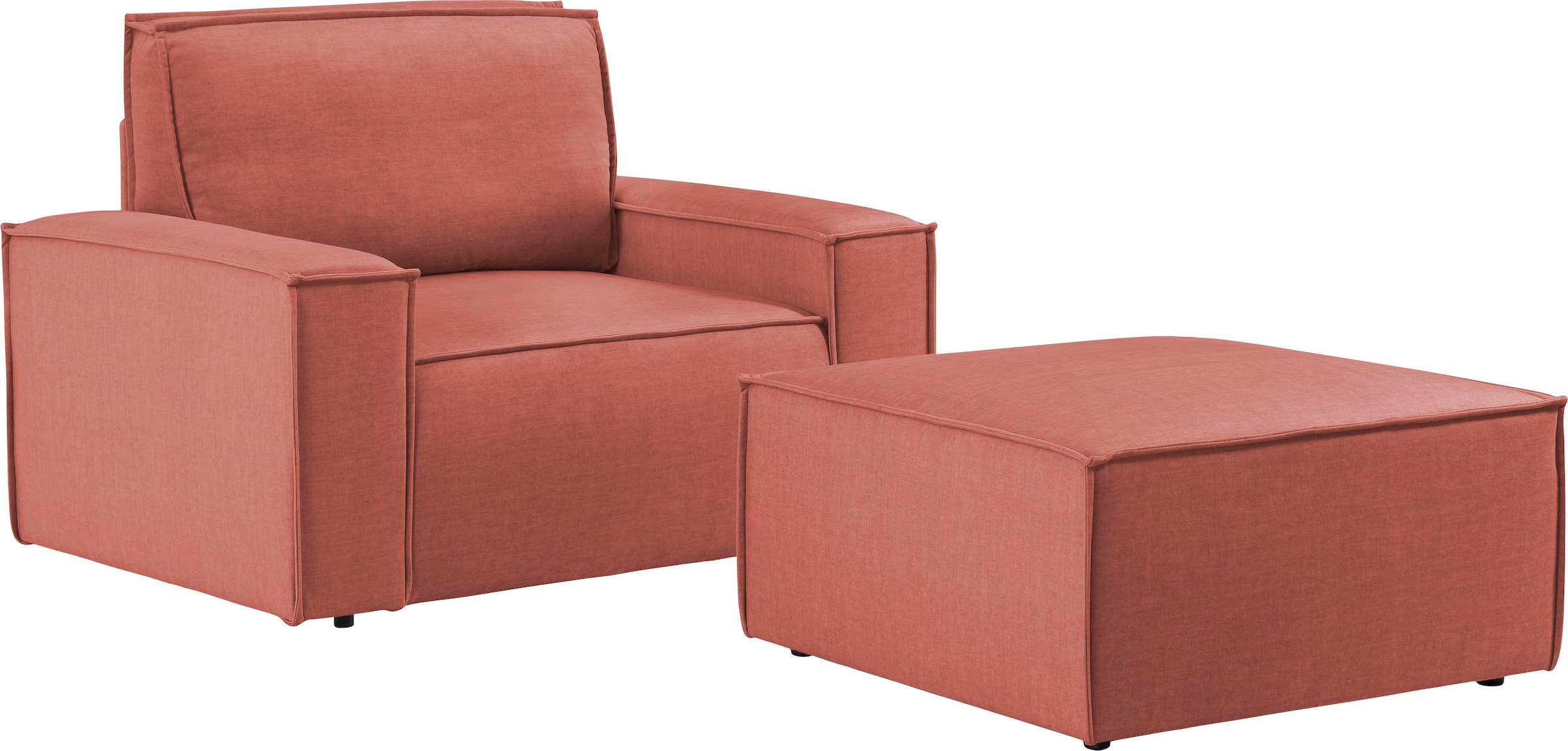 Home affaire Sessel »SHERWOOD«, Loveseat und Hocker im Set, passend zur Polster-Serie SHERWOOD