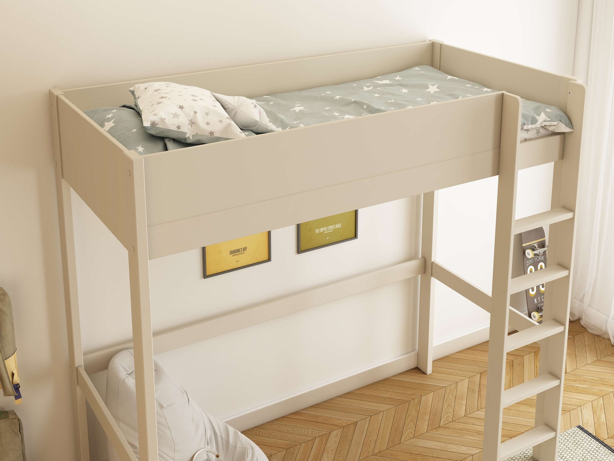 OTTO home Hochbett »Tipo – FSC®-zertifiziertes Massivholz mit viel Freiraum darunter« B/H/T 207,7x190x105cm,  Flexible Leiter-Montage, Rundum-Schutz und optimale Raumnutzung