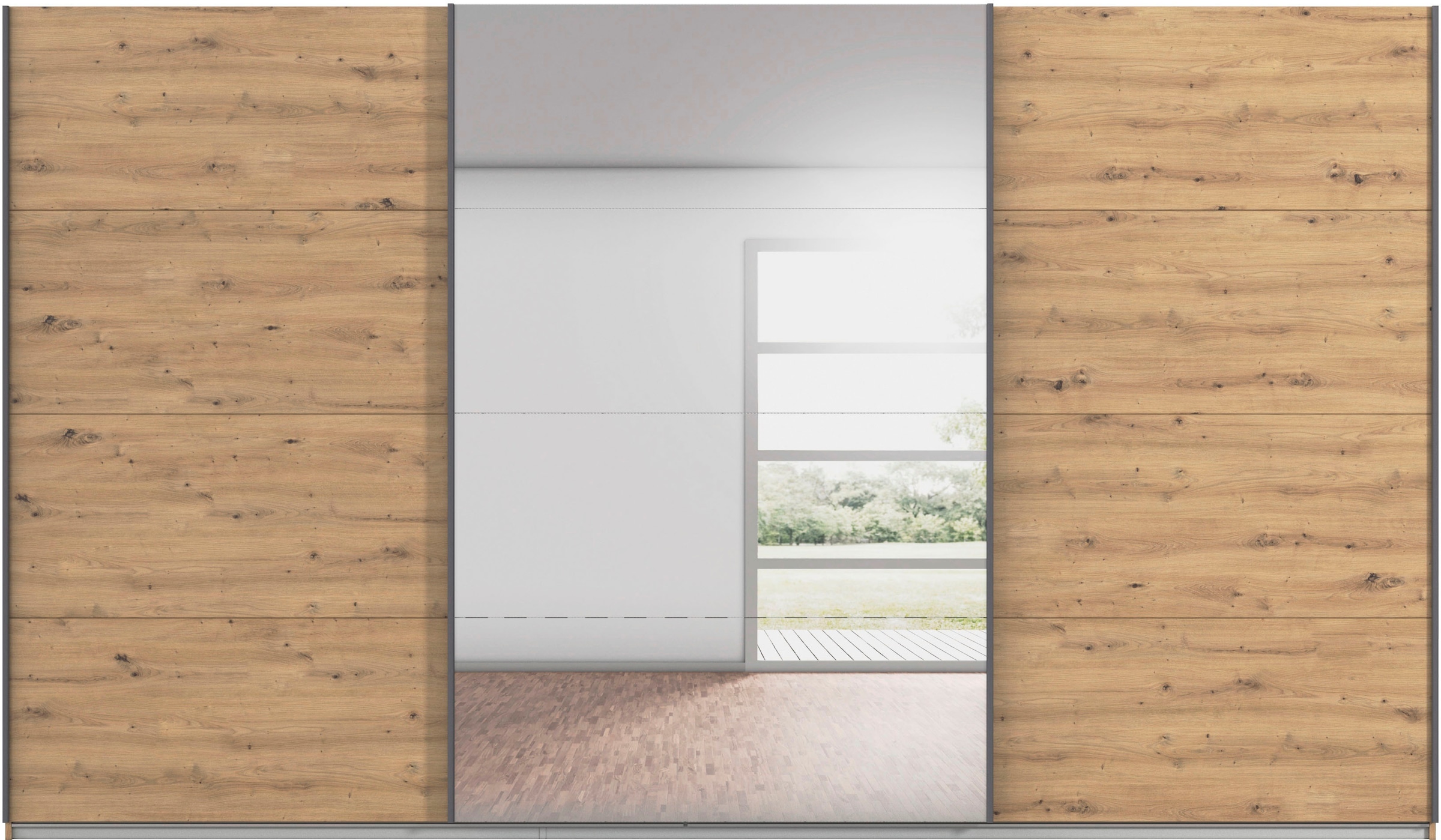 rauch Schwebetürenschrank »Kleiderschrank Schrank Garderobe AGORDO«, (in zwei Griff-Farben), Top Innenausstattung, in 4 Breiten und 2 Höhen MADE IN GERMANY