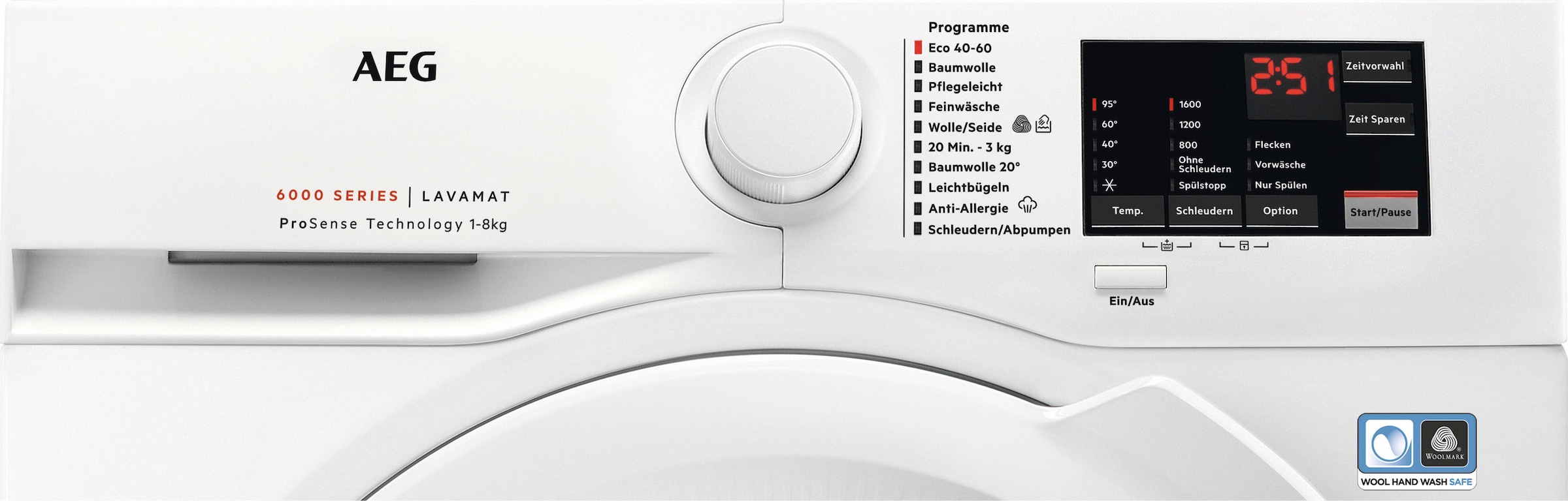 AEG Waschmaschine L6FA68FL, Serie 3 Programm Dampf Hygiene-/ U/min, XXL mit »L6FA68FL«, Jahren Garantie 1600 8 6000 Anti-Allergie kg, ProSense-Technologie, mit mit