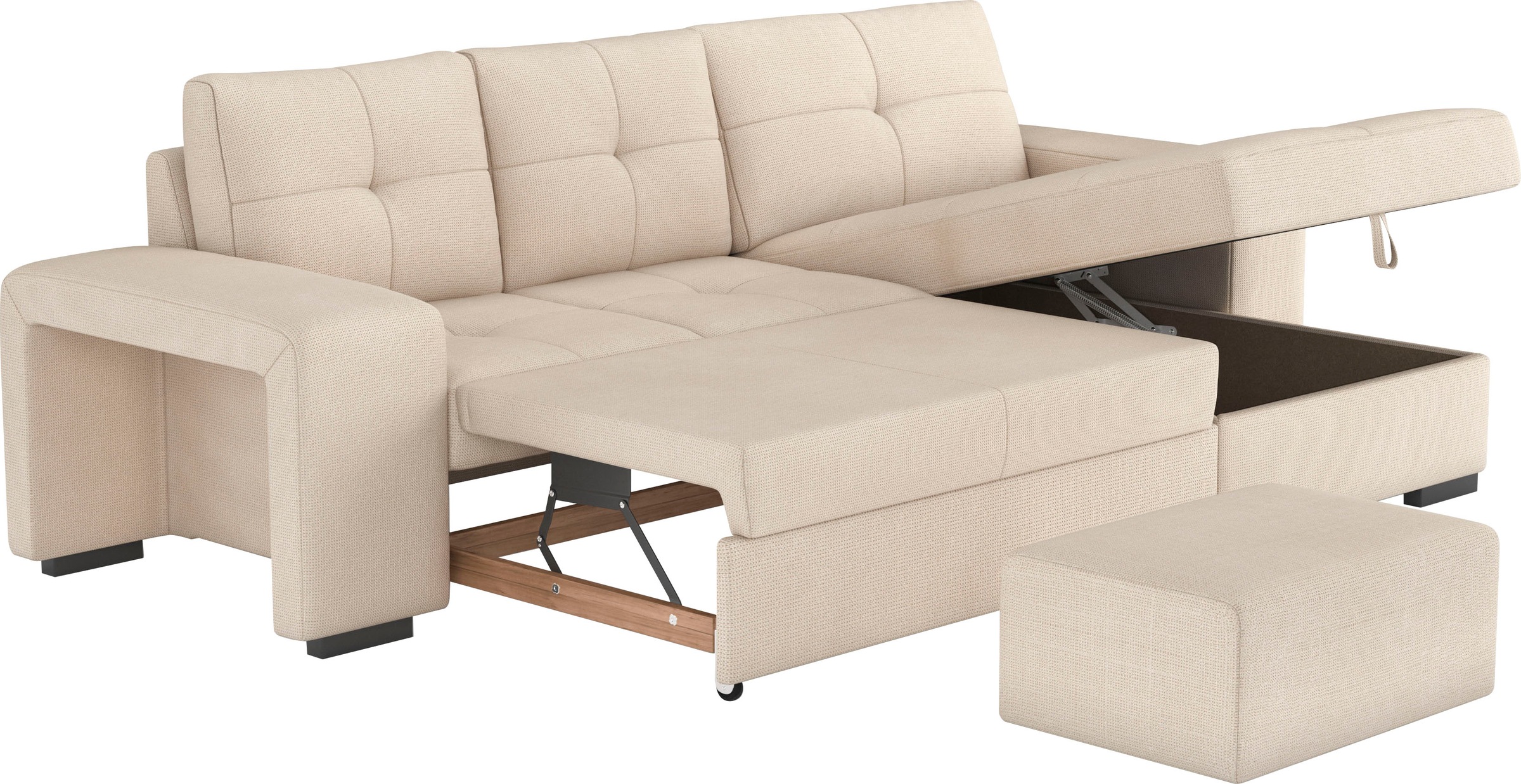 COTTA Ecksofa »Mattina L-Form«, mit Hocker, wahlweise mit Bettfunktion & Bettkasten