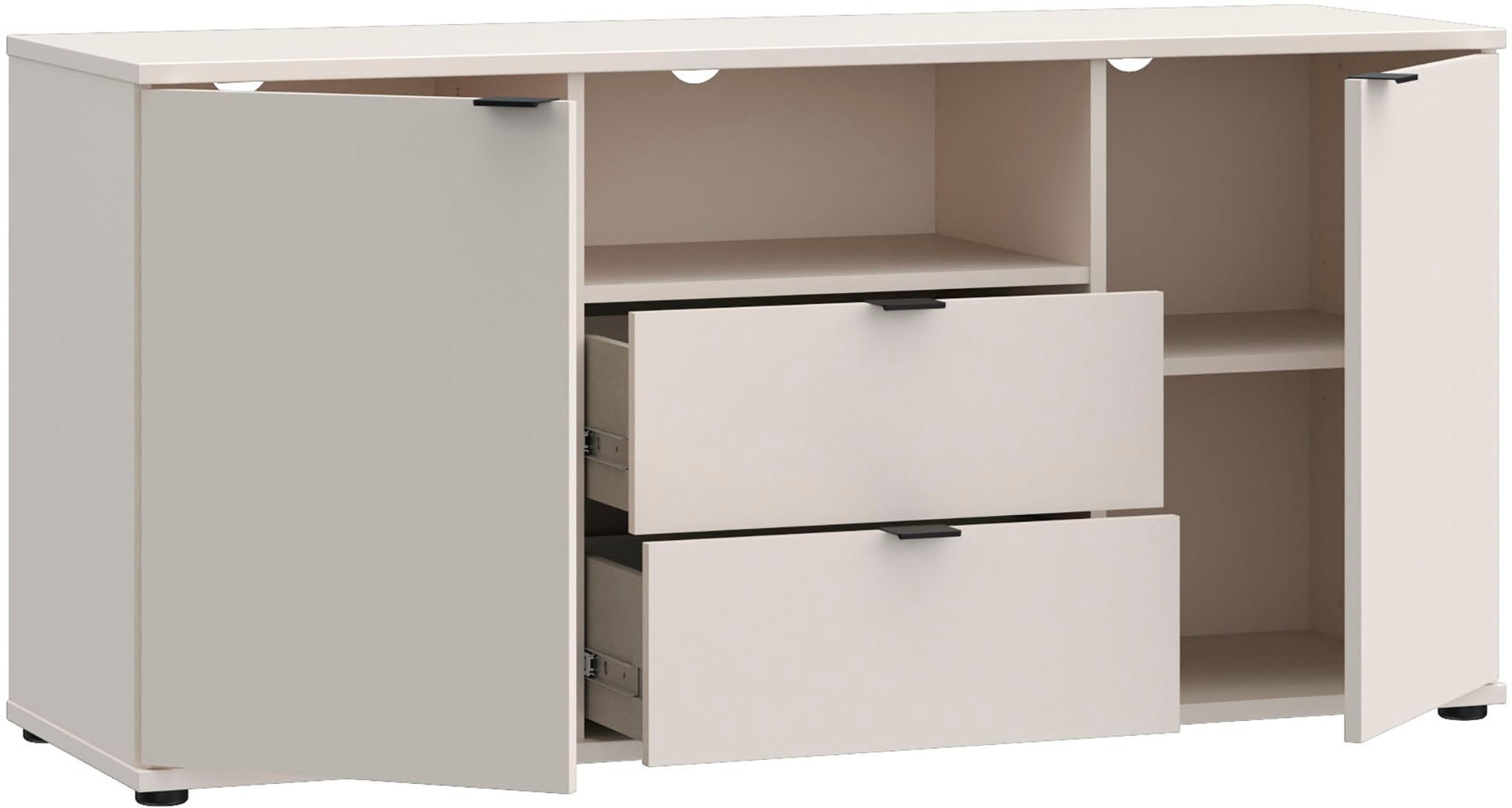FORTE Lowboard »Ganymede«, (Breite 129,8cm), TV Board, Stauraum, Schublade; Metallgriffe, Kabelführung