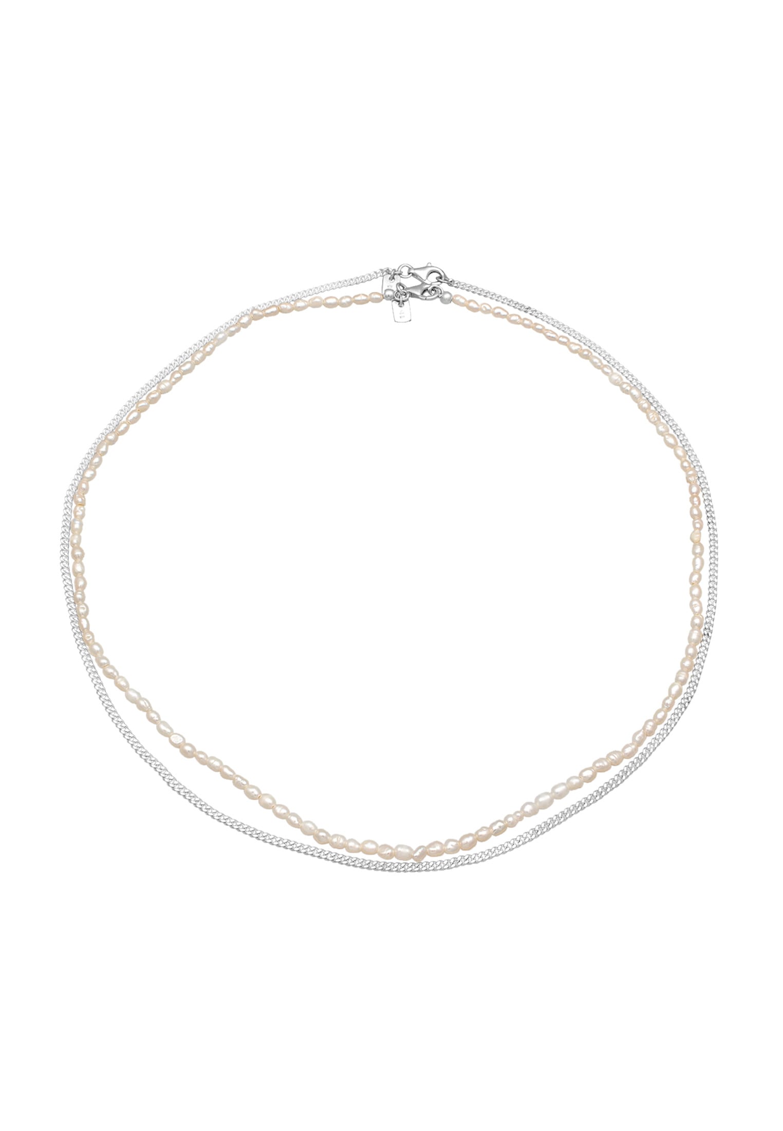 Kuzzoi Silberkette »Halskette Panzerkette Süßwasserperlen 925 Silber«