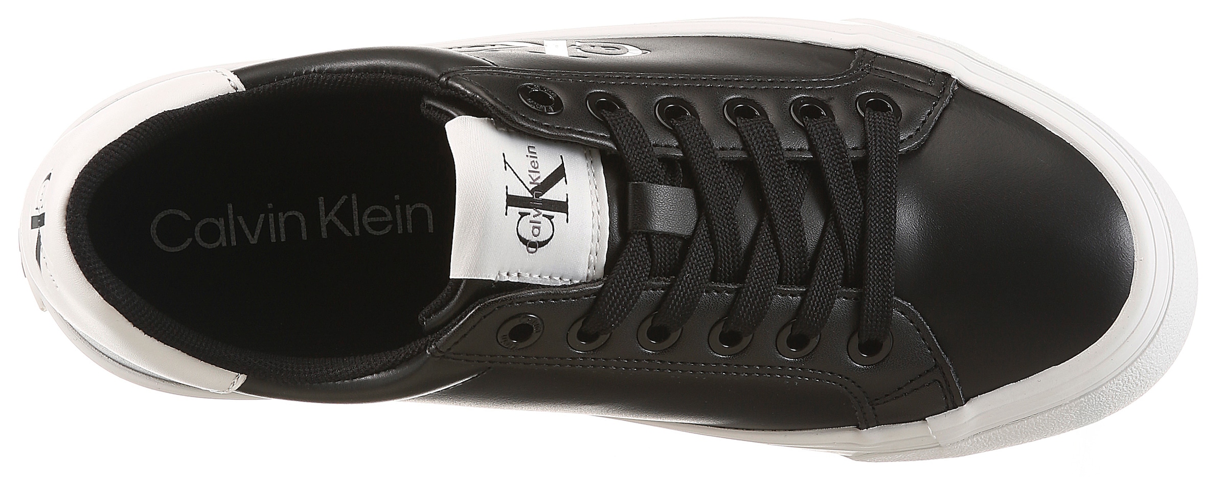 Calvin Klein Plateausneaker »VULC FLATFORM LACEUP LOW LTH«  Schnürschuh, Halbschuh, Freizeitschuh mit seitlichem Logoschriftzug