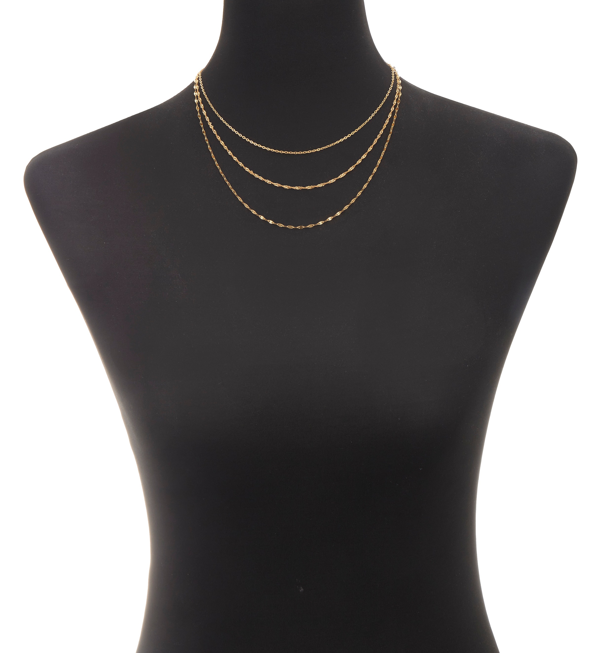 LASCANA Collier »3- reihige Halskette« Hochwertige und zarte Kette mit Goldbeschichtung