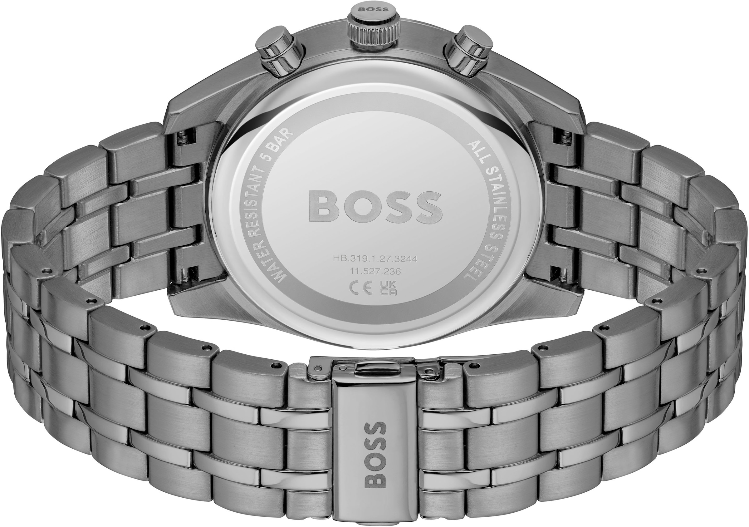 BOSS Chronograph »SKYTRAVELLER« Quarzuhr, Armbanduhr, Herrenuhr, Edelstahlarmband, analog, Tag